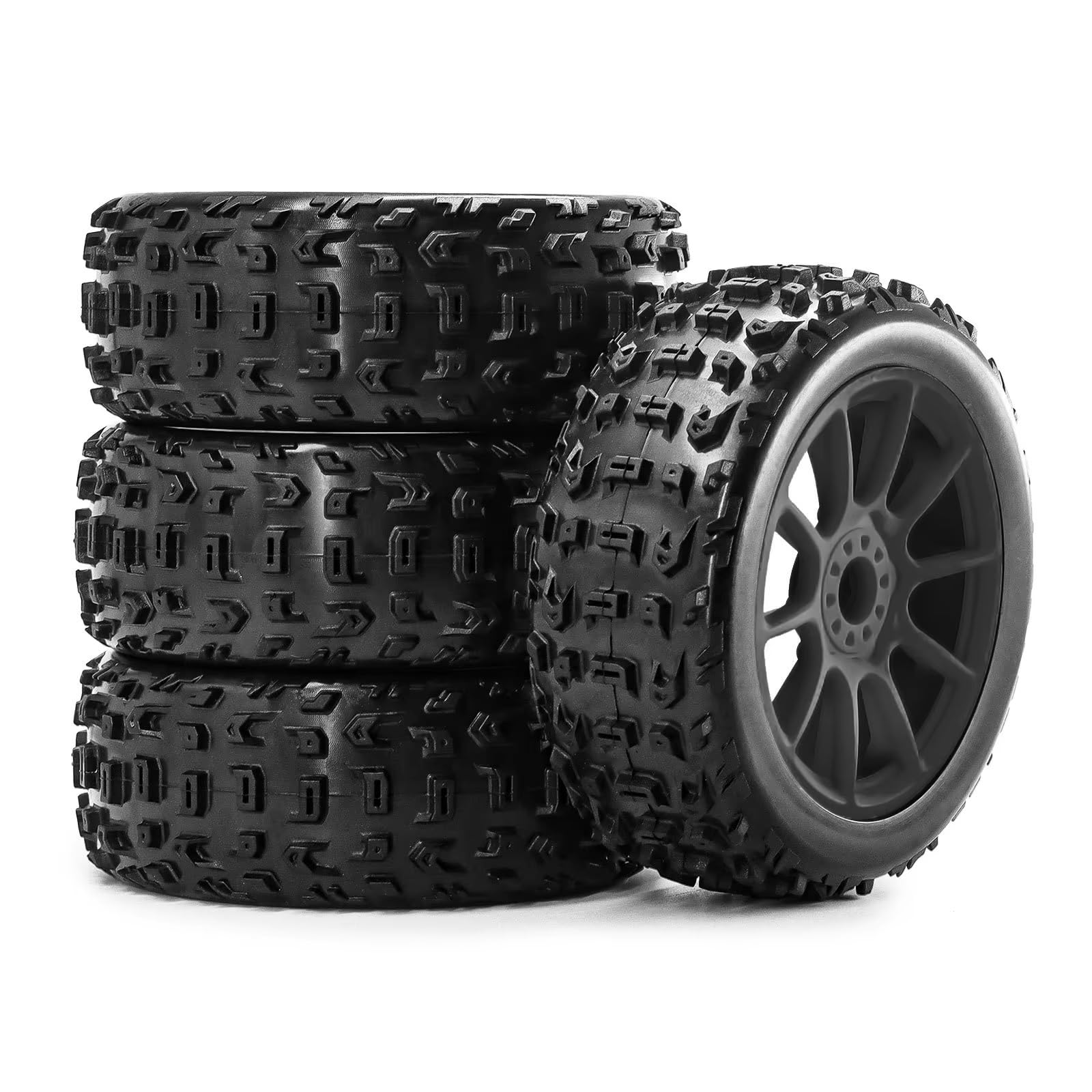 Pneumatici Ruote Da 117 Mm Per Arrma Per Typhon 3S/6S Per BLX 1/8 | Aggiornamento RC Car Set Ruote per Buggy Composto Durevole e Battistrada Aggressivo Gare Fuoristrada(Black 2)