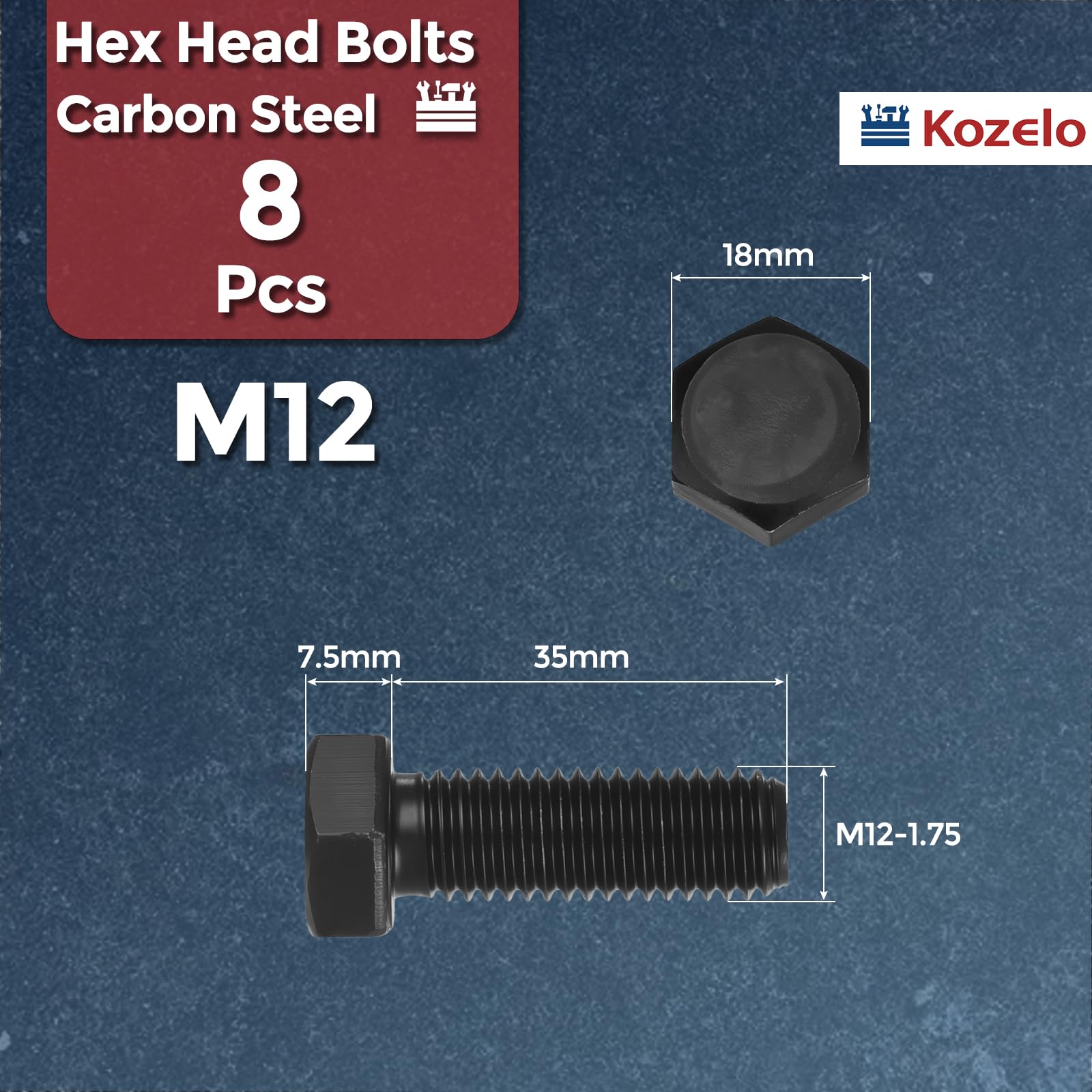 Kozelo 8 Pcs Hex Head Screws Bolts - Image 2