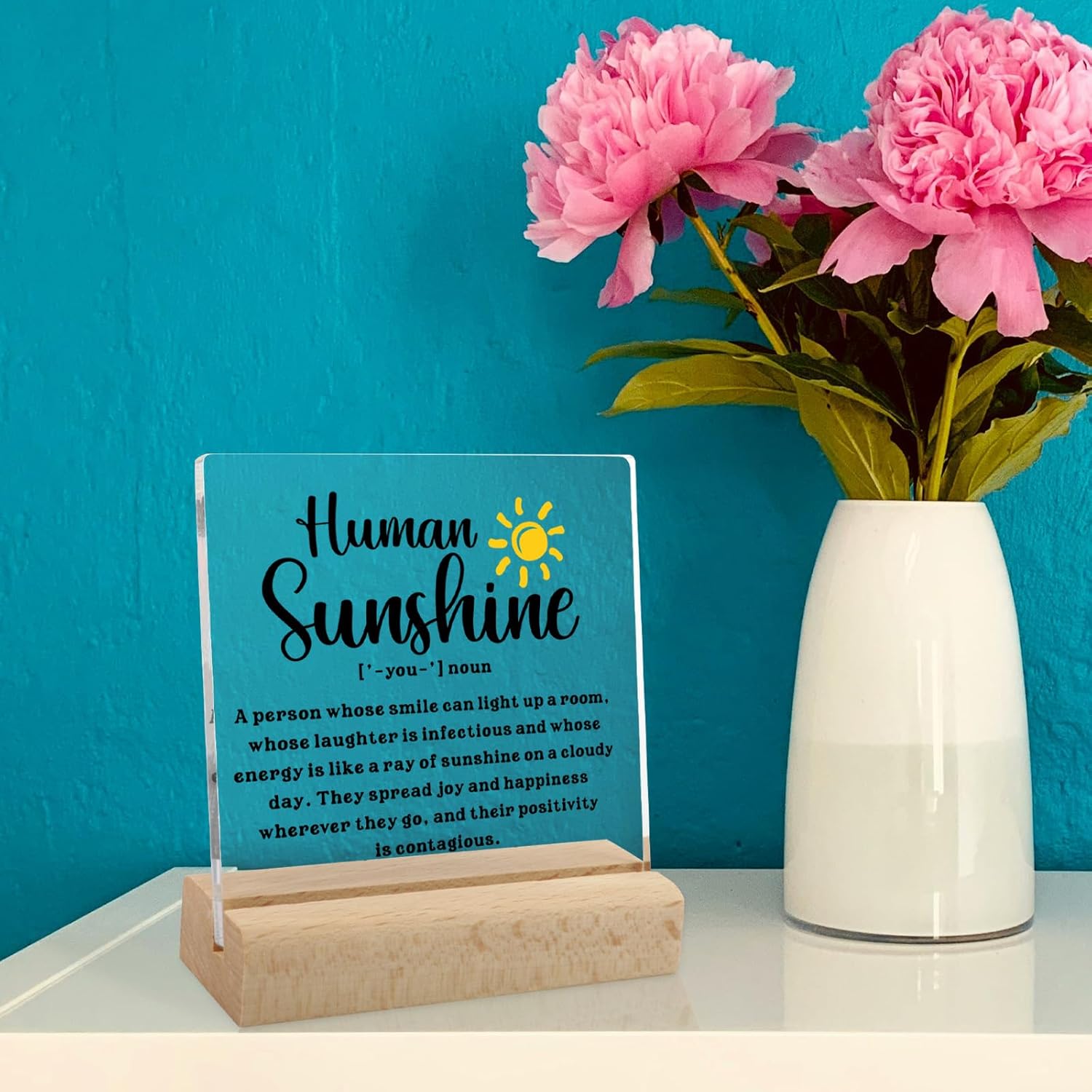 Thank You Birthday Gifts for Women Men Acrylic Desk Decorative Sign Inspirational Appreciation Gifts for Friend Coworker Sister Human Sunshine Motivational Gifts - Image 4