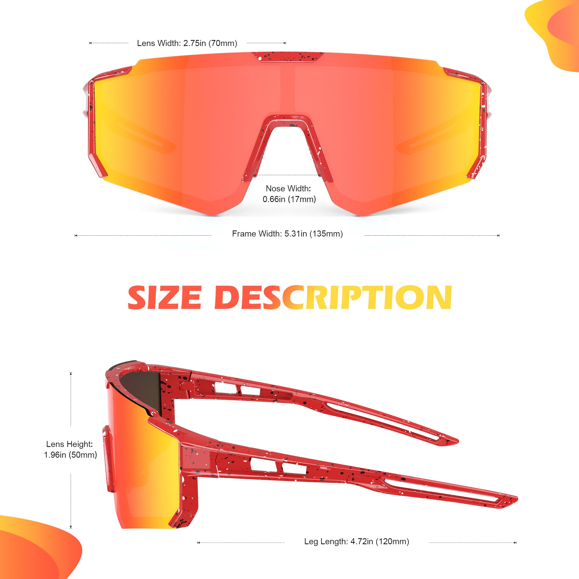 Fanshen Polaryzacyjne dziecięce okulary baseballowe - sportowe okulary przeciwsłoneczne softball jazda na rowerze dla chłopców dziewcząt w wieku 3-12 lat ochrona UV