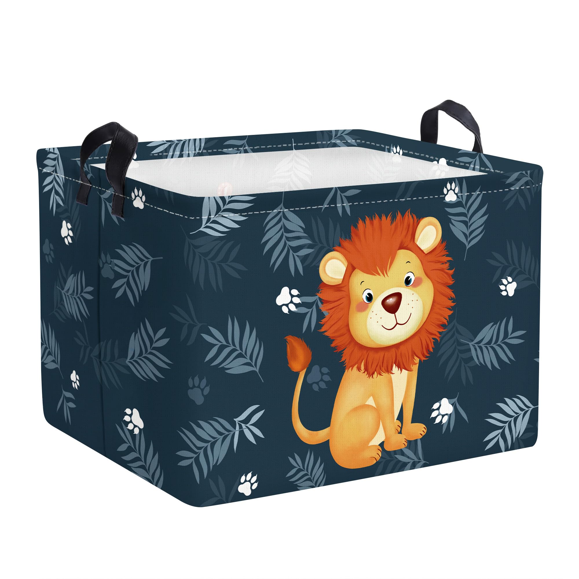 Clastyle Panier Rangement Bébé Animaux Tropical Corbeille à Linge Sale Pliable Garçon Fille pour Vêtement Boite de Rangement Jouet pour Salle de Bain Chambre à Coucher, Lion Éléphant, 40 * 30