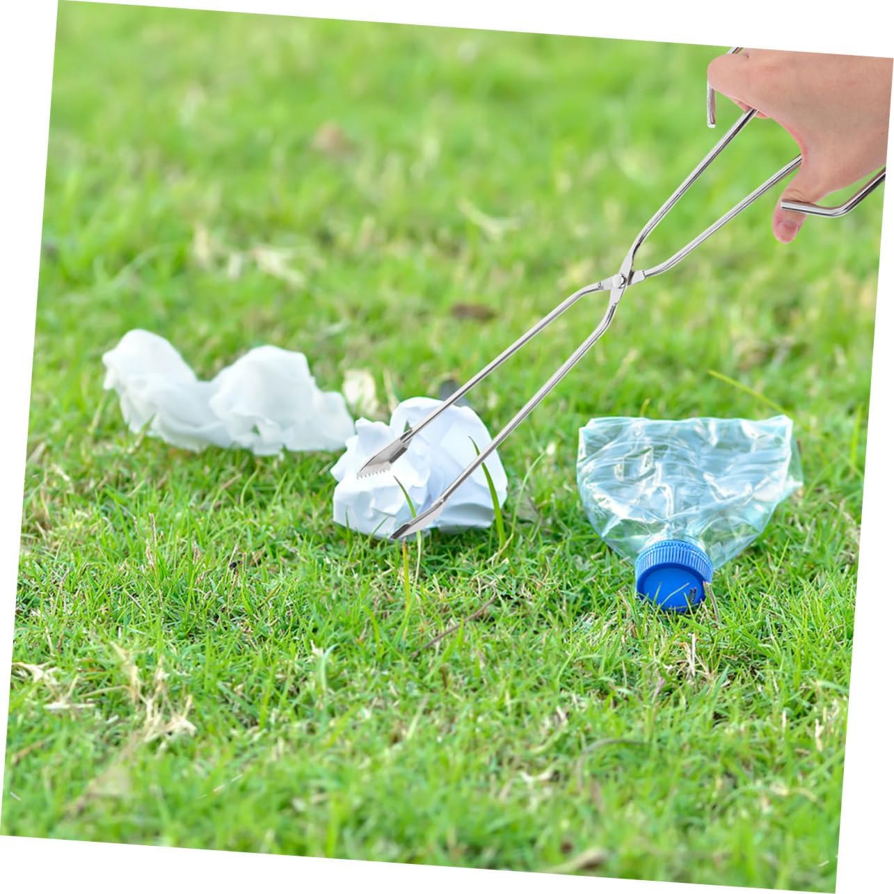 OUNONA 2pcs Stainless Steel Trash Gripper Tongs Grabber Tool for Easy Cleanup Portable Litter Picker for Seniors Efficient Garbage Collection