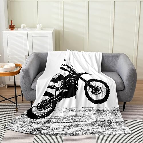 Manta de motocross para todas las estaciones, manta de motocross para niños, tamaño individual de 60 x 80 pulgadas, para decoración de sofá, cama,