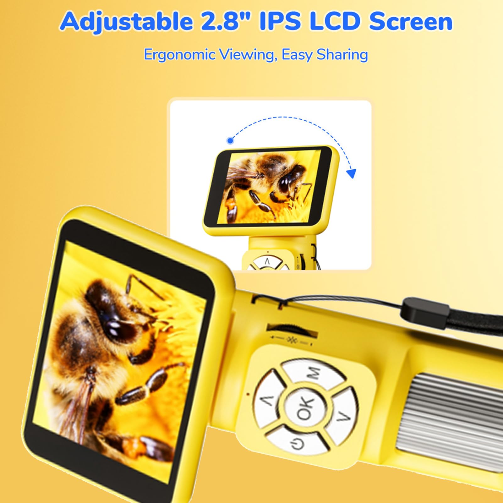 Digitales Mikroskop, tragbar, wiederaufladbar, 7,1 cm (2,8 Zoll), mit 8 LED-Lichtern