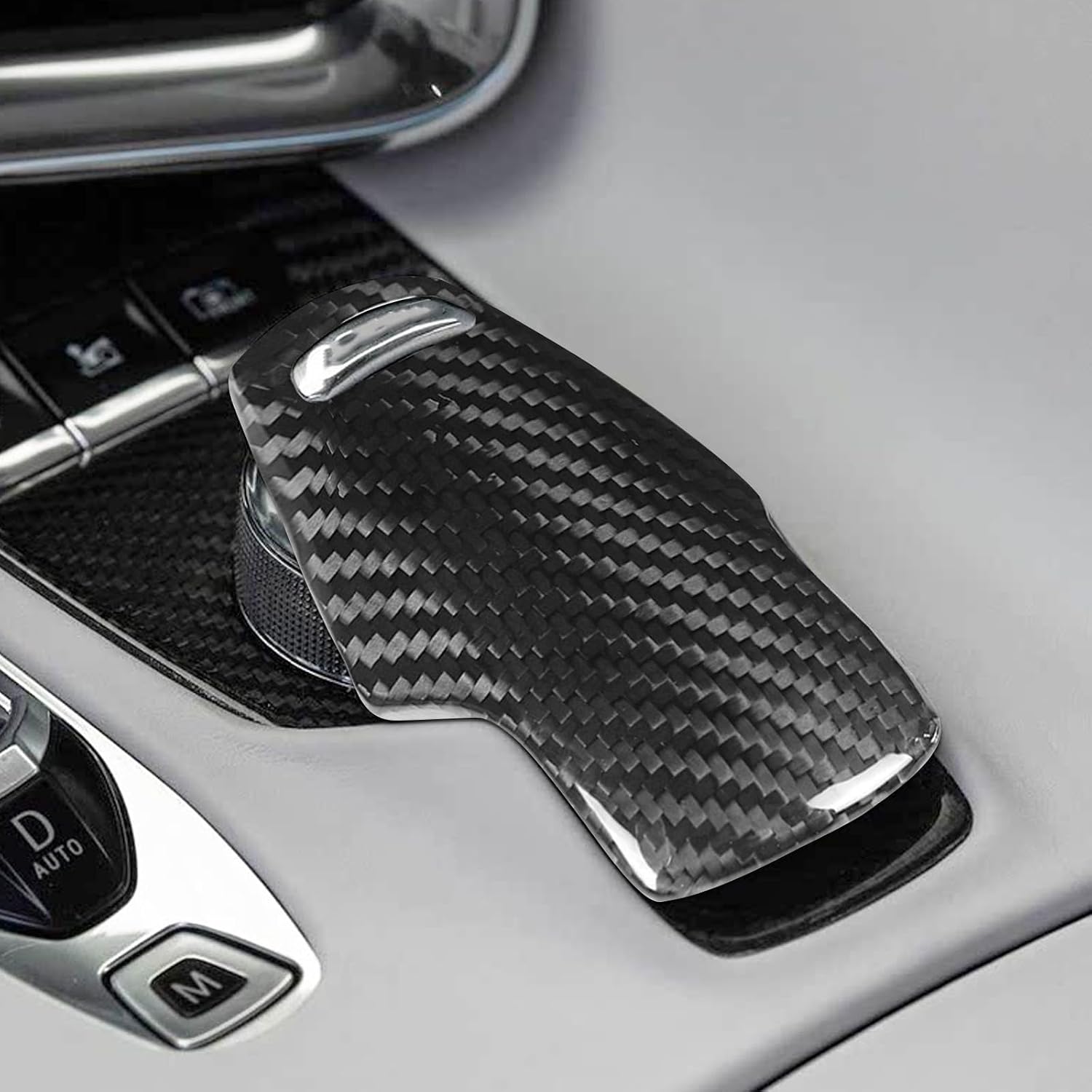 Compatible wth Carbon Fiber Gear Shift Knob Head Cover Automotive Shift Lever Modified Decoration for Chevrolet Corvette C8 2020 2021 2022 2023 2024 (Black)