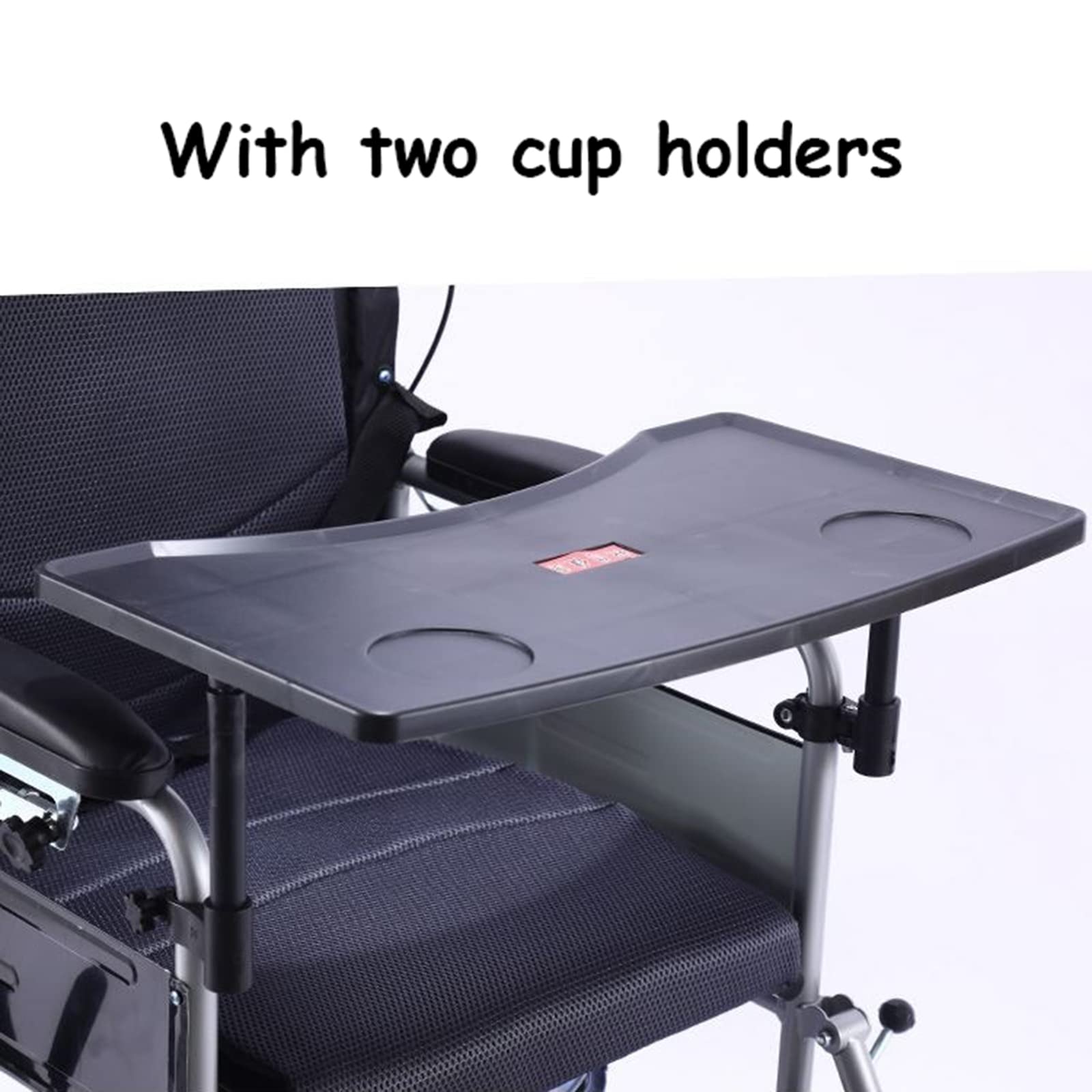 Mesa para silla de ruedas con portavasos, bandeja extraíble para ancianos y discapacitados, ideal para comer, leer y escribir