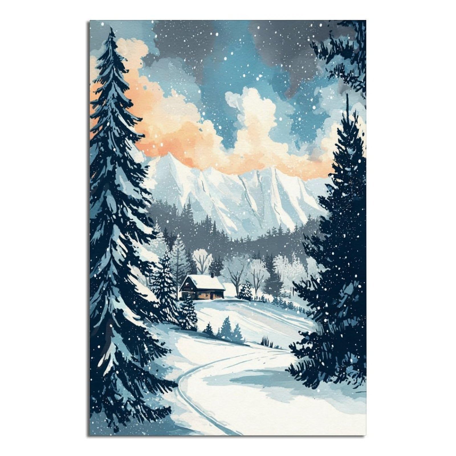 Kitzbuhel Ski Posters 20x30inch(50x75cm) Vintage Watercolor Canvas Art