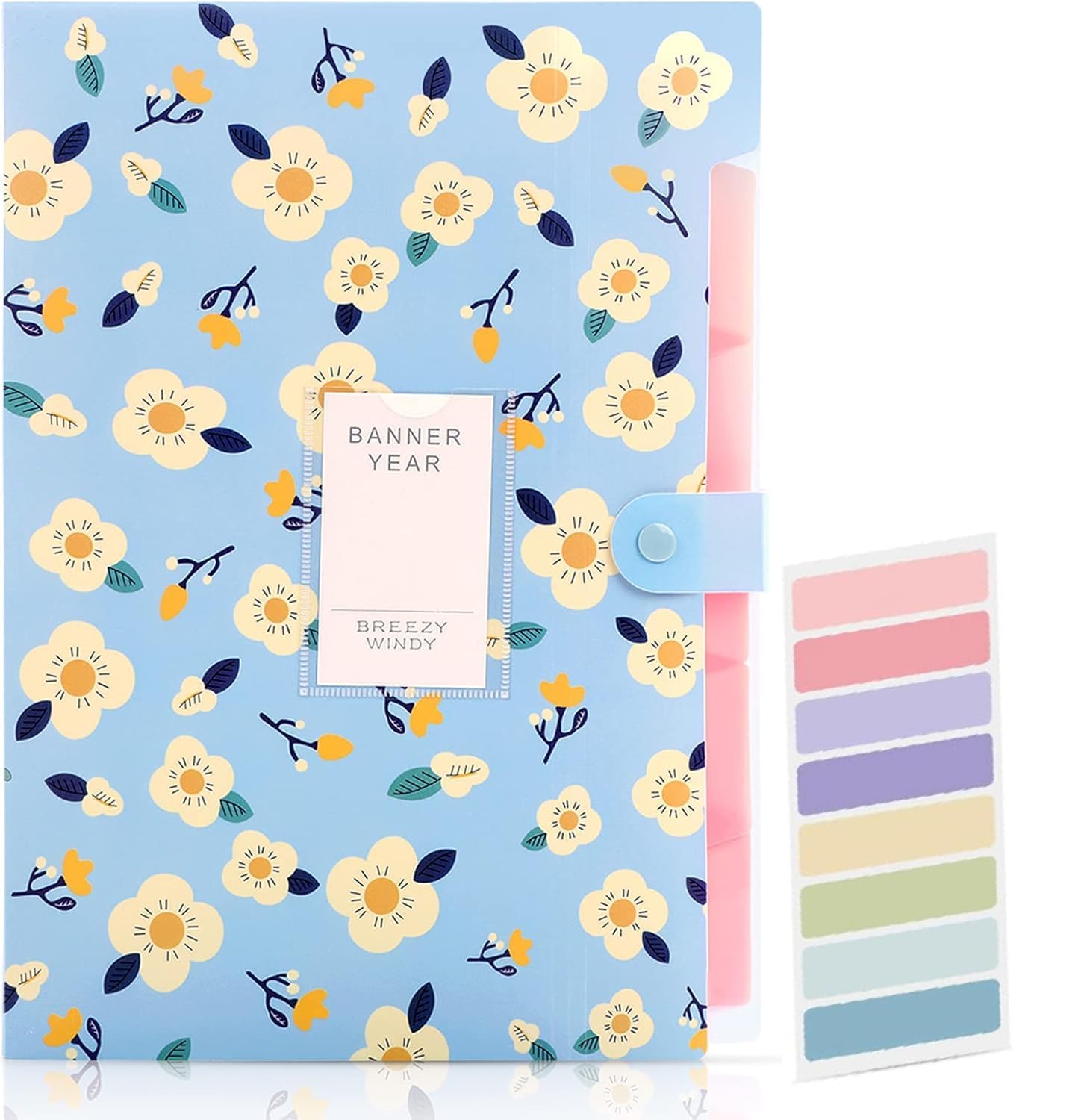 Corslet Expanding Floral File Folder Organizer with 6 Pockets, A4 Document Holder for Office & Home Use, Durable File Folder for Paper Storage