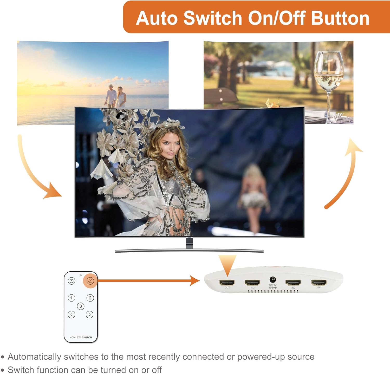 Exclusive Discount 🔥 J-Tech Digital HDMI Switch 5X1 HDMI2.0 4K@60Hz, HDCP 2.2, HDR, YUV 4:4:4 with Remote Control and auto-Switching Function with Control4 Driver Available [JTECH-18GSW5]