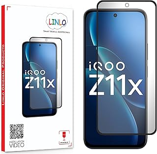 LINLO Tempered Glass Screen Protector for iQoo Z11x Edge-to-Edge Full Coverage Case Friendly, Anti Scratch and Bubble free...