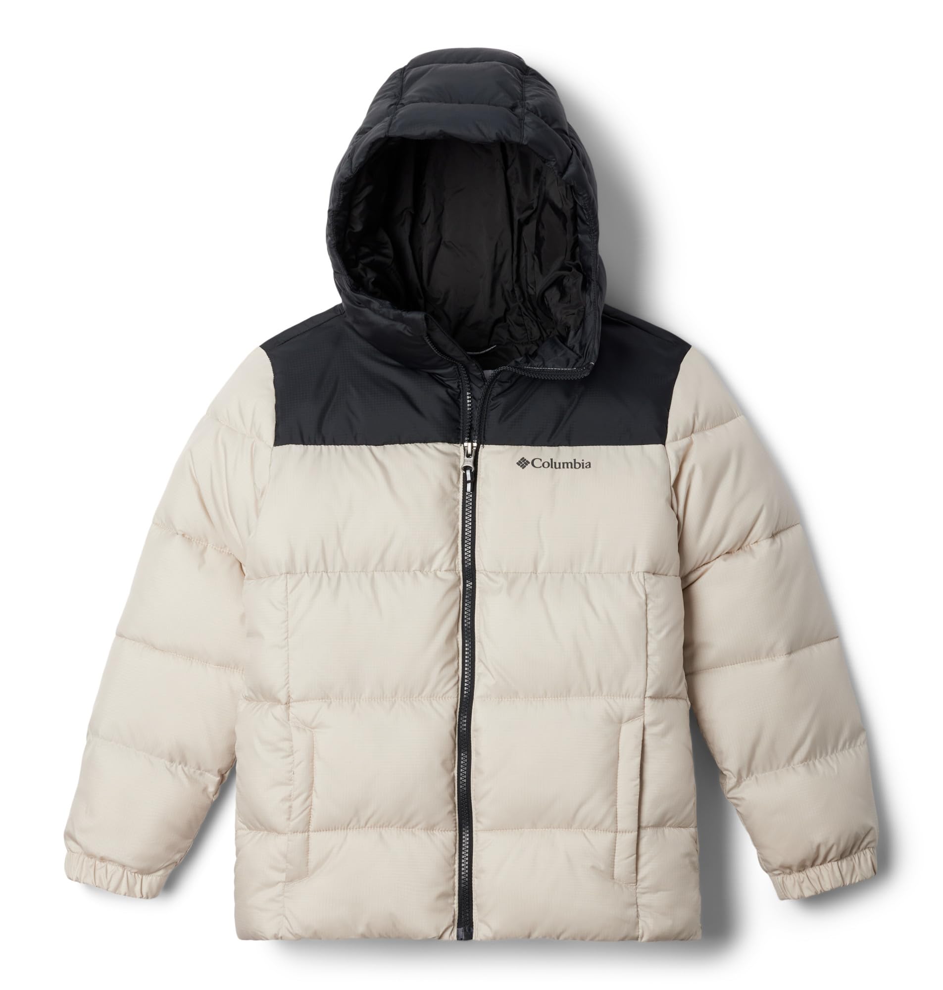 Columbia Youth Puffect Hooded Jacket, Hooded Puffer Jacket, Dark Stone/Black, XX-Small