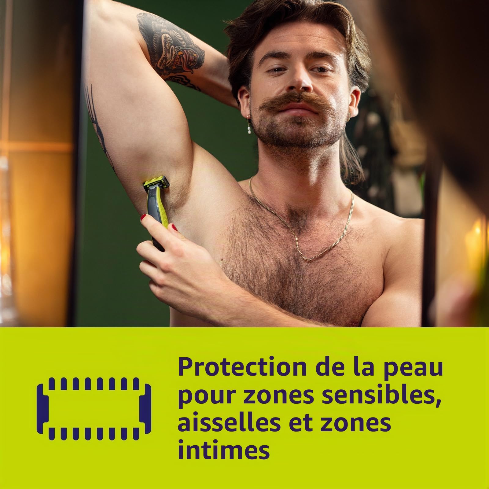 Philips Oneblade Rasoir Face & Body Kit Corps Avec 2 Lames 1 Peigne Corps 1 Gaine de Protection, 2 unités