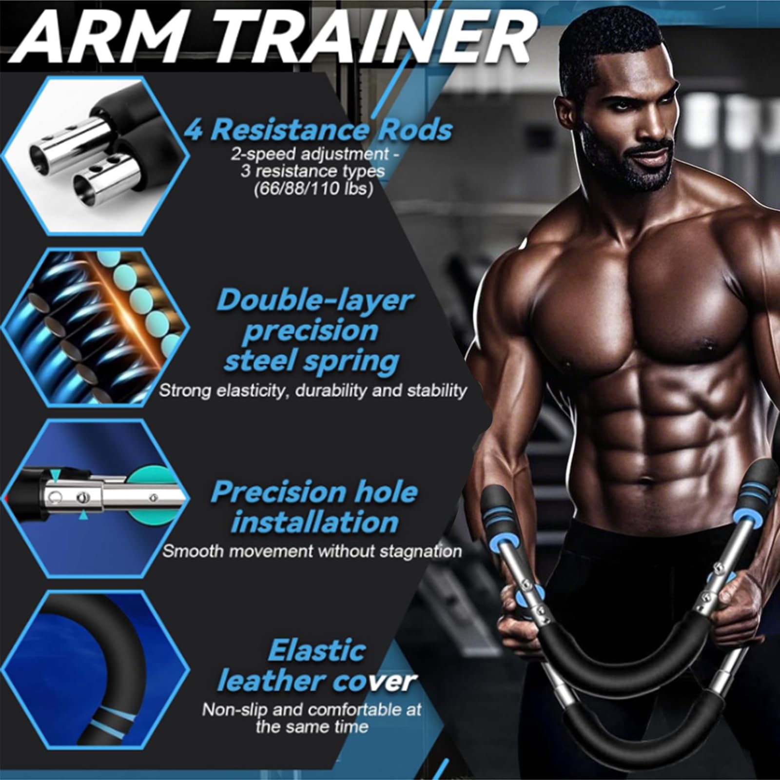 Conate Appareil d'exercice des bras, machine d'entraînement musculaire des bras, pression
