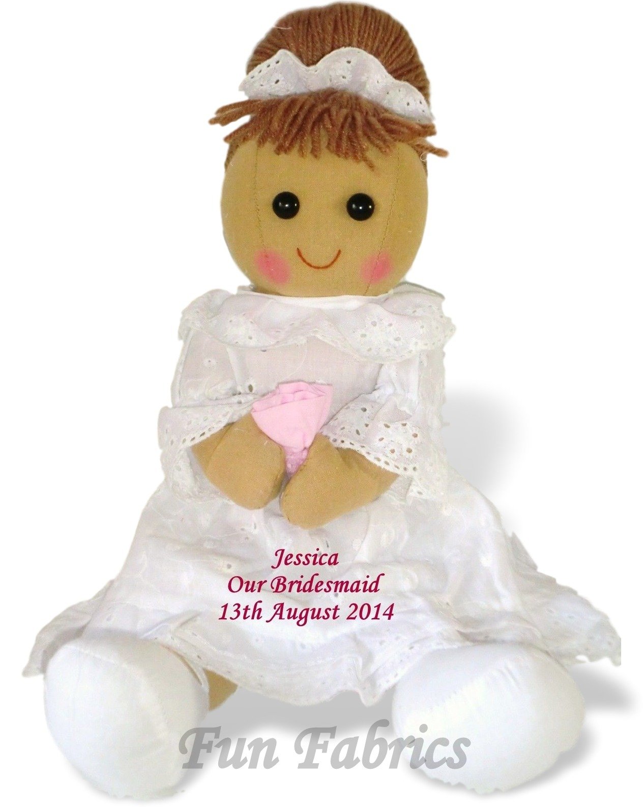 Personalised Large Rag Doll Bridesmaid Flower Girl Wedding Gift Dolly Favour
