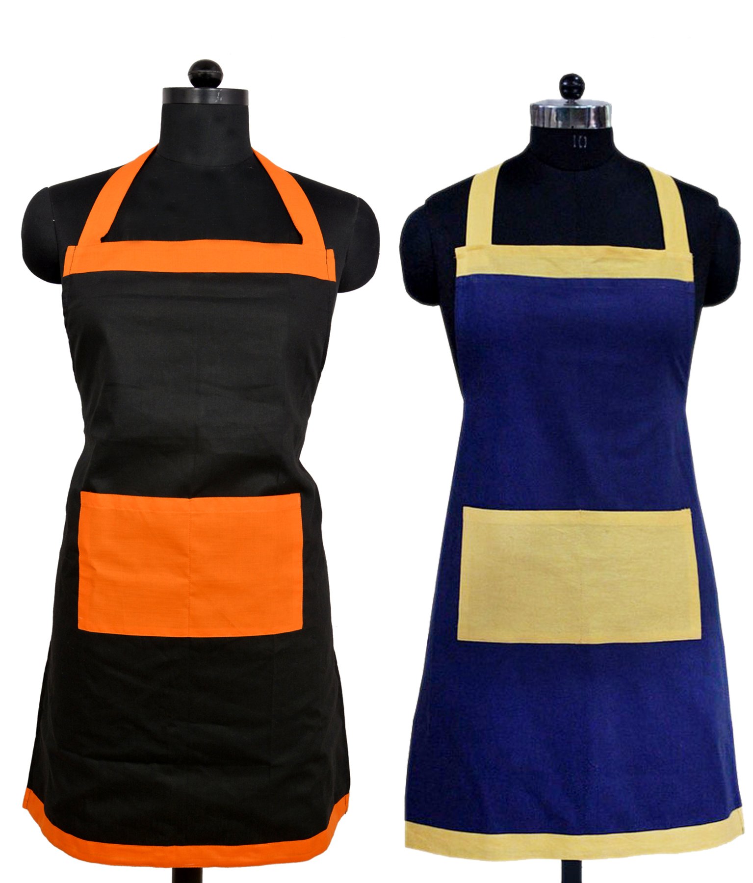 Switchon Polyester waterproof Cooking Kitchen Apron combo,black and blue-Proudly Made in India