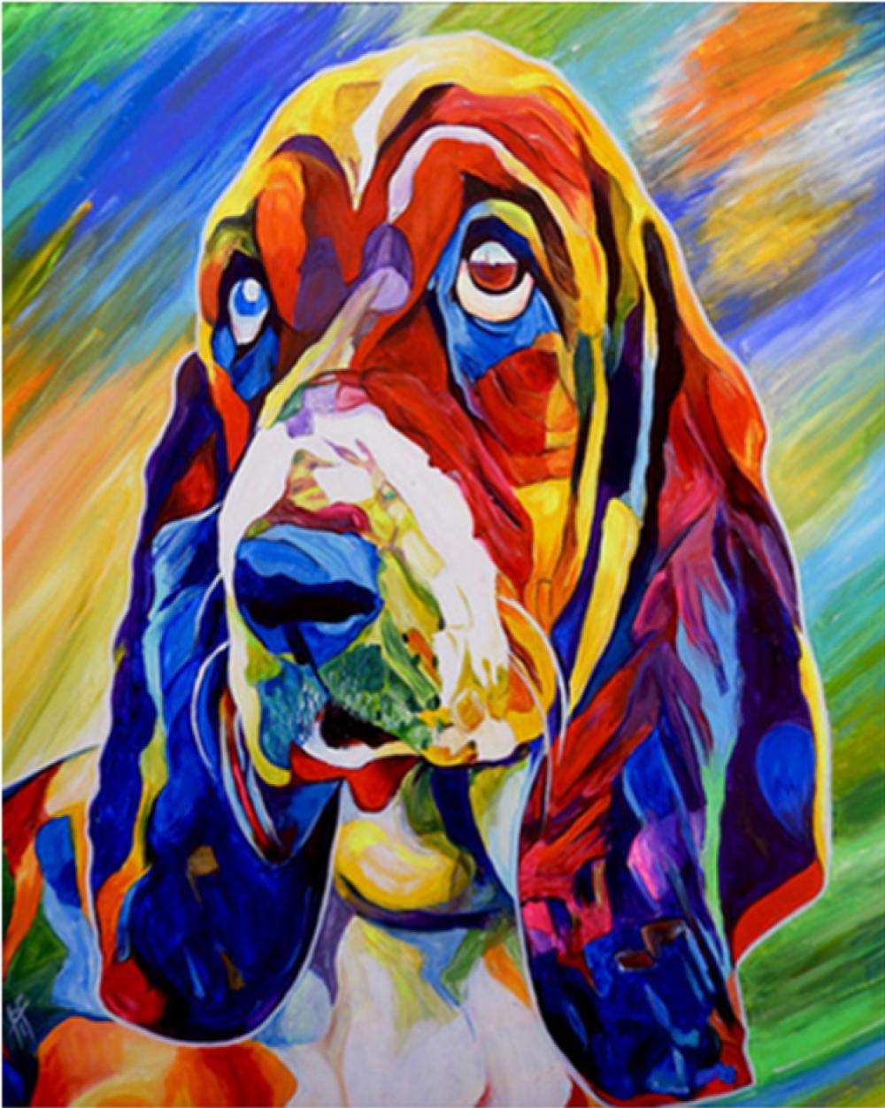 Peinture par numéro chien acrylique tableau décoration murale diy