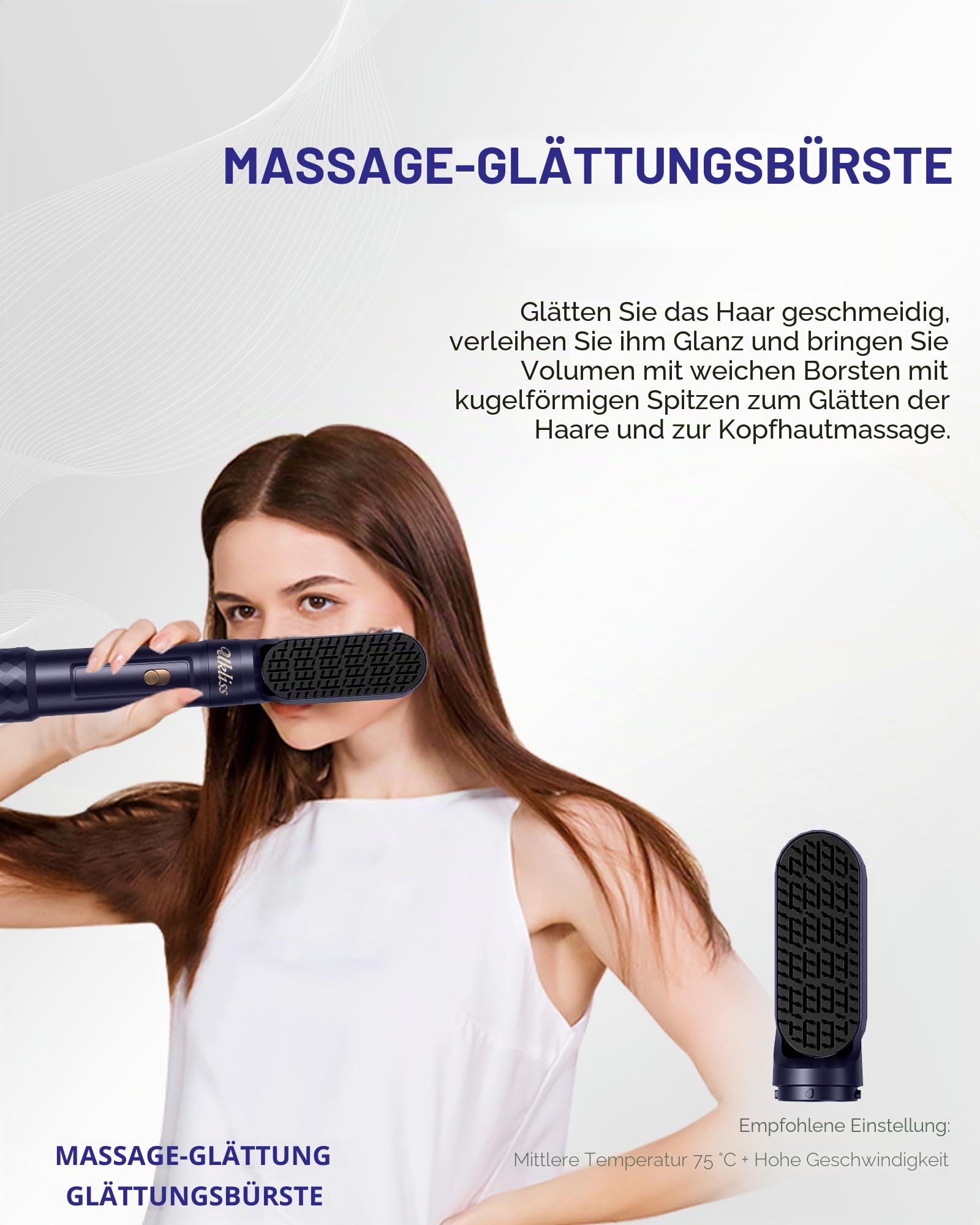 UKLISS 6 in 1 Hairstyler, Haarstyler & Haartrockner Set mit Warmluft Lockenbürste Automatisch, Hair Dryer, Rundbürstenföhn, Warmluftbürste, Haarföhn, Geschenke für Frauen Haarstyling - Pro Blau