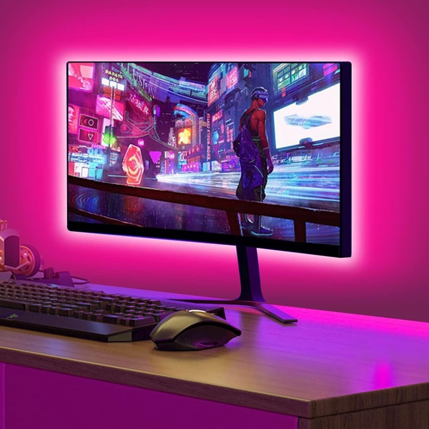 Tira de luz LED para TV Tira de luz LED 5V5050RGB Juego de 24 Teclas Tira de luz Colorida para Correr Música Inteligente Bluetooth TV Luz de Fondo LED Luz Ambiental de TV, 12 Luces, 300 cm