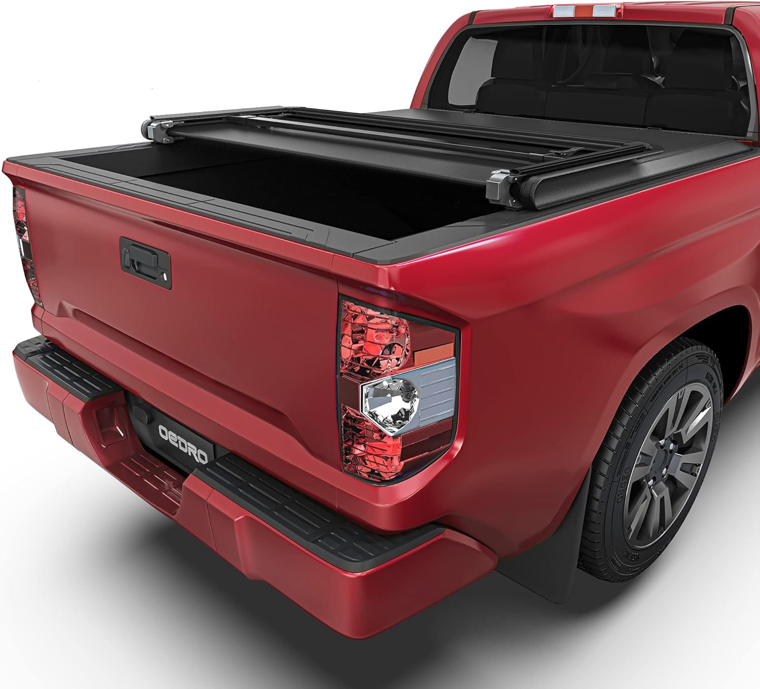 oEdRo Soft Tri-Fold Truck Bed Tonneau Cover Compatible with Toyota Tundra 2014-2021 (Excl.Trail), Fleetside 5.5 ft Bed with Deck Rail System 5.5ft Bed Soft Tri-fold 2014-2021