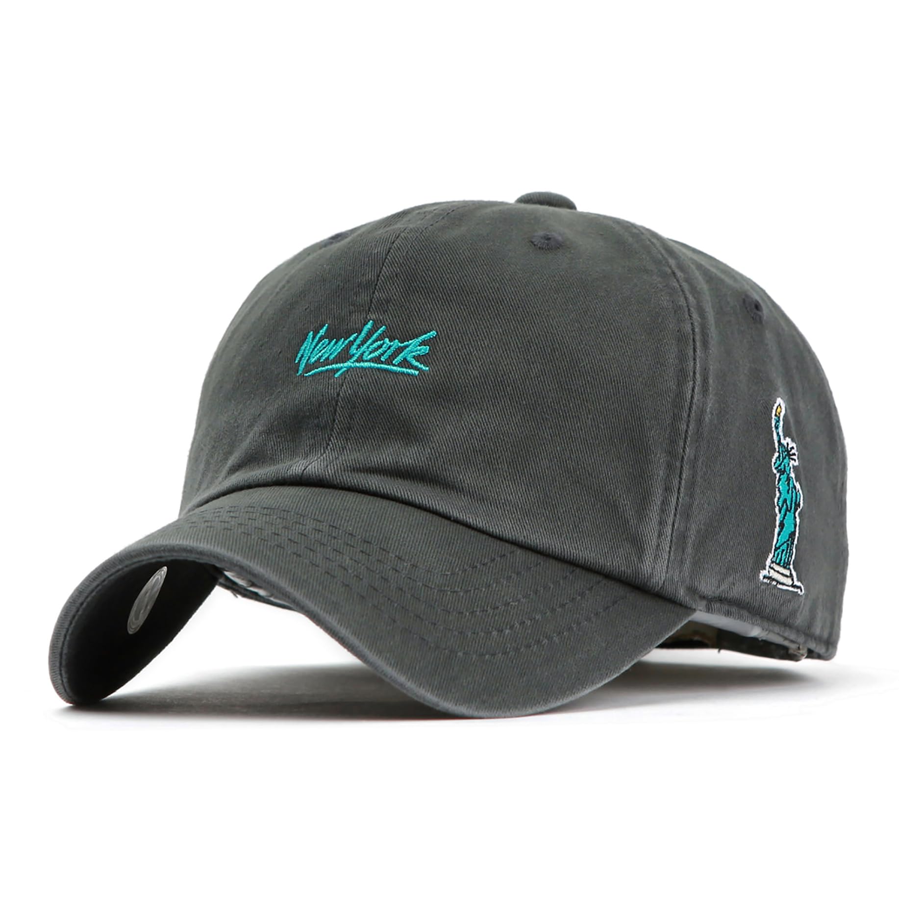 AMPLESH NY New York Embroidered Cotton 6 Panel Stone Washing Cap Baseball Cap Curved Bill Ballcap dad hat