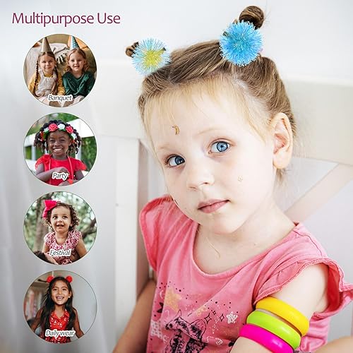 Miniatura 6 de Beaupretty Pinzas para el cabello para niñas, 6 pinzas para el pelo coloridas, pompones, pinzas para el pelo con pompón para la cabeza, pasadores