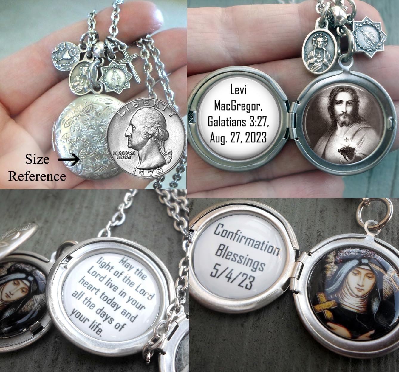 St. Catherine of Siena Locket Necklace, Patron Saint Confirmation Gift, Italian Charms, Catholic Jewelry - Image 6