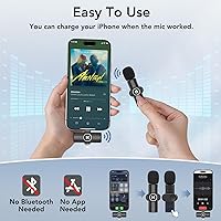 Vista 8 de Mini Wireless Lavalier Microphone for iPhone, iPad, Android Phone - Noise Reduction Lapel USB C Bluetooth Mic for Recording, Clip on Omni Lav Mic