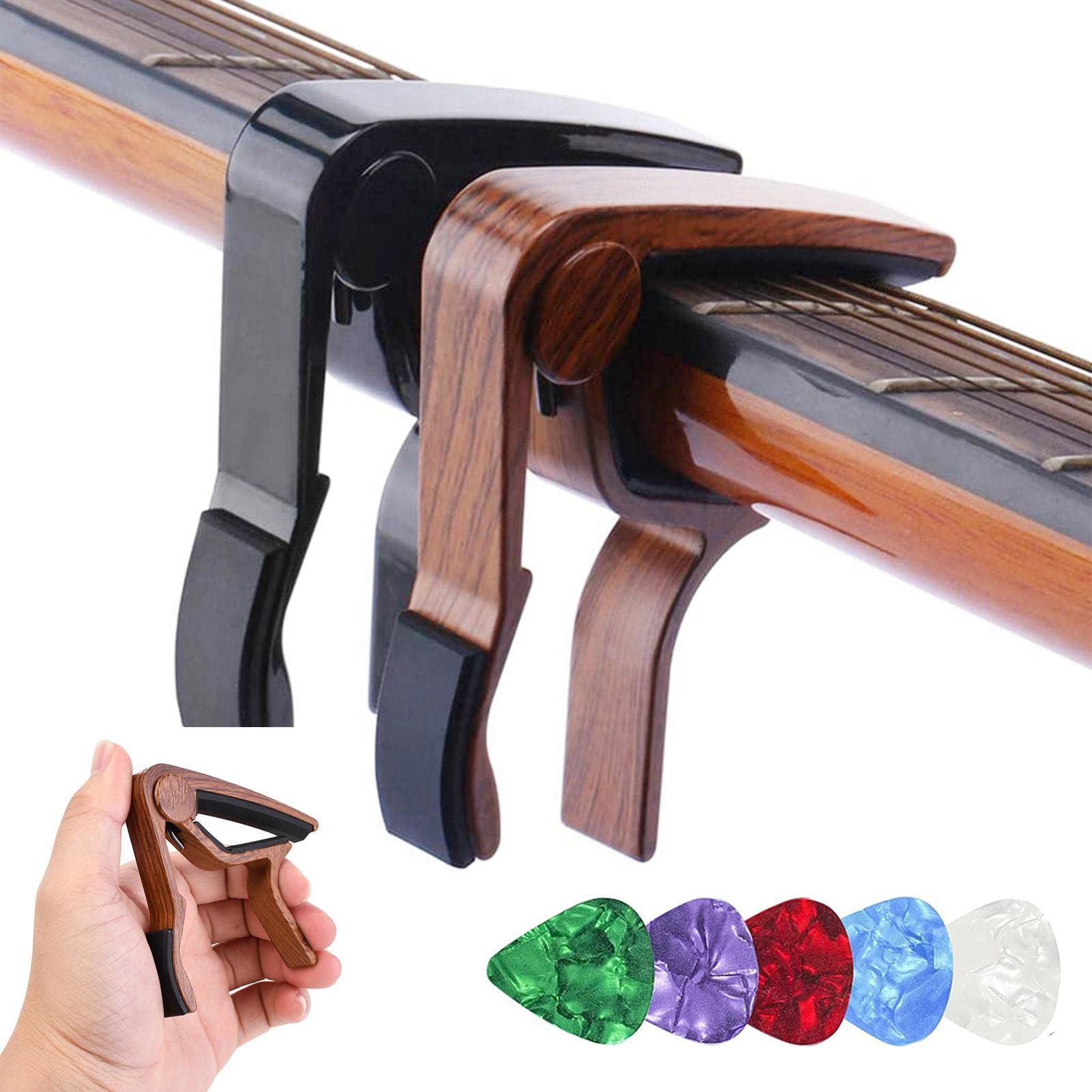 Capotasto per chitarra elettrica, 2 capotasti per chitarra elettrica, capotasto per chitarra elettrica e 5 plettri | elettrica, capotasto per chitarra elettrica e 5 plettri