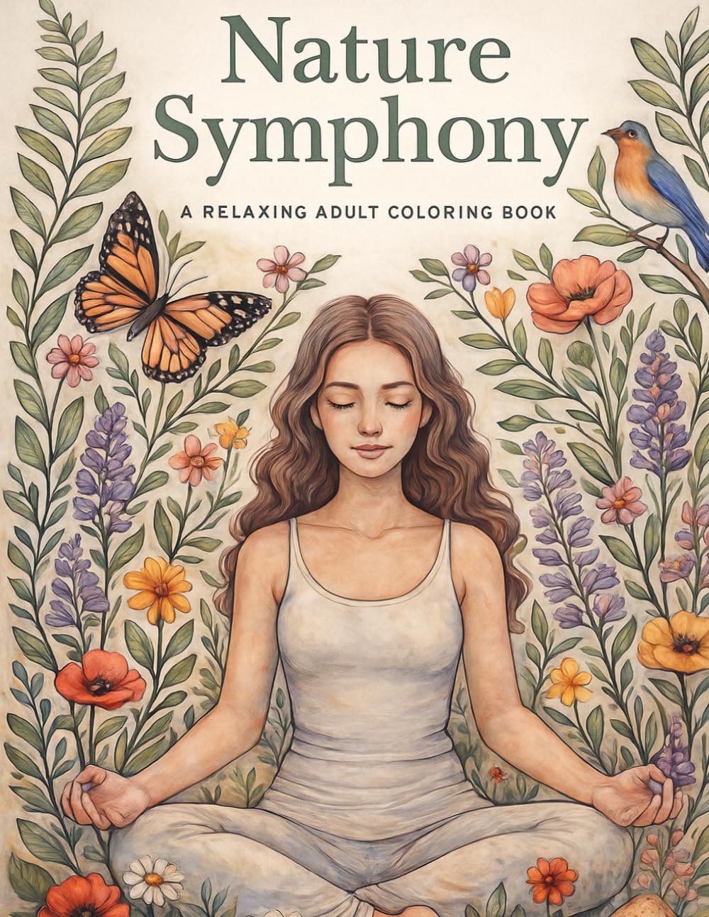 Nature Symphony: An Adult Coloring Book with Botanical Flowers, Woodland Animals, Mindfulness & Relaxing Nature Scenes: Stress Relief Through Nature, Creativity, Meditation and Peaceful Coloring