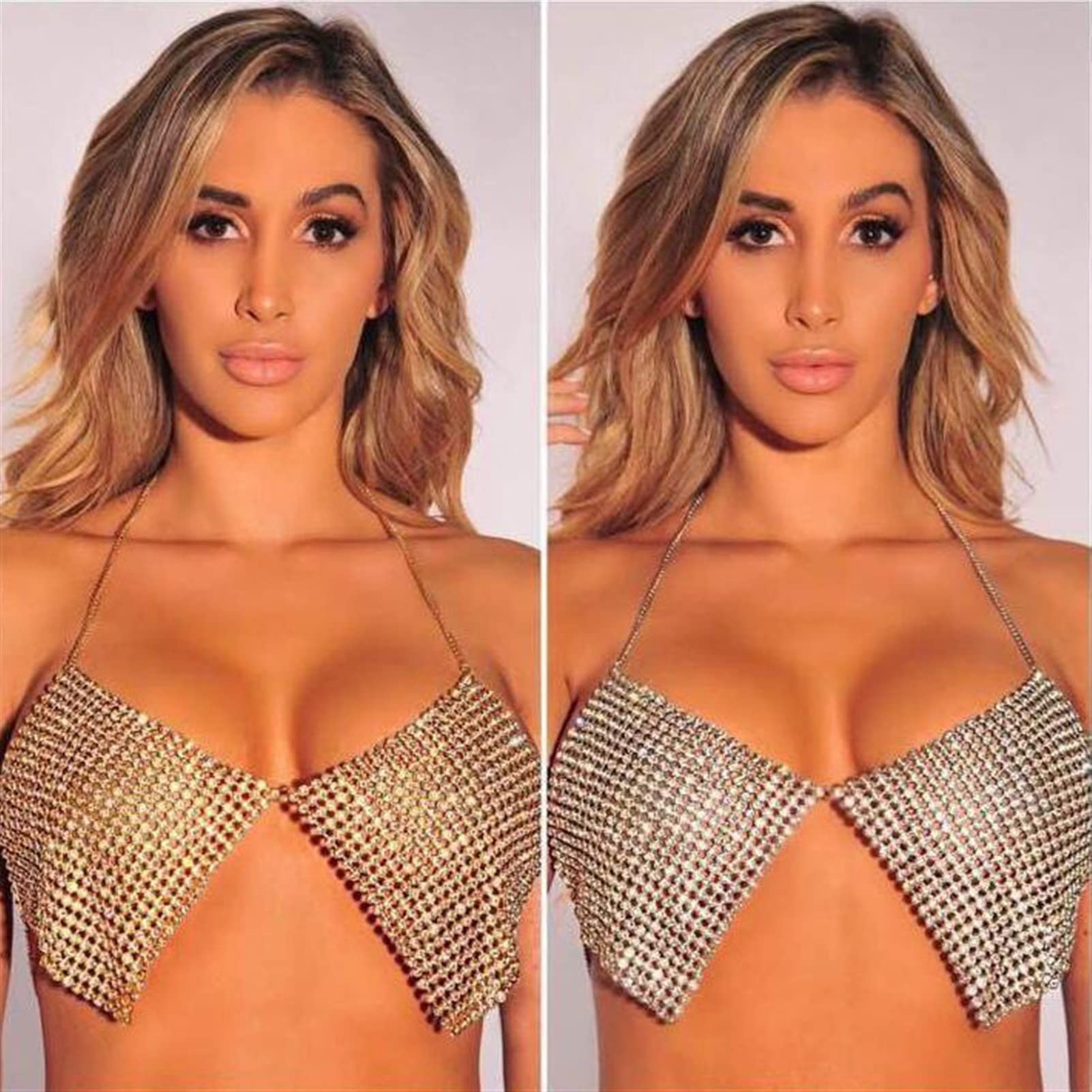 Mode Corps Chaîne Mode Femmes Harnais Corps Bijoux Unique Flash Brillant Strass Paillettes Soutien-Gorge Corps Bijoux Collier Chaînes Collier (Couleur Métal : Couleur Noir) (Une Couleur Noire)