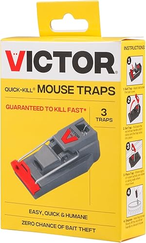 Miniatura 4 de Victor M140-3B - Trampas para ratones de matanza rápida para interiores para el hogar, 3 trampas reutilizables para ratones