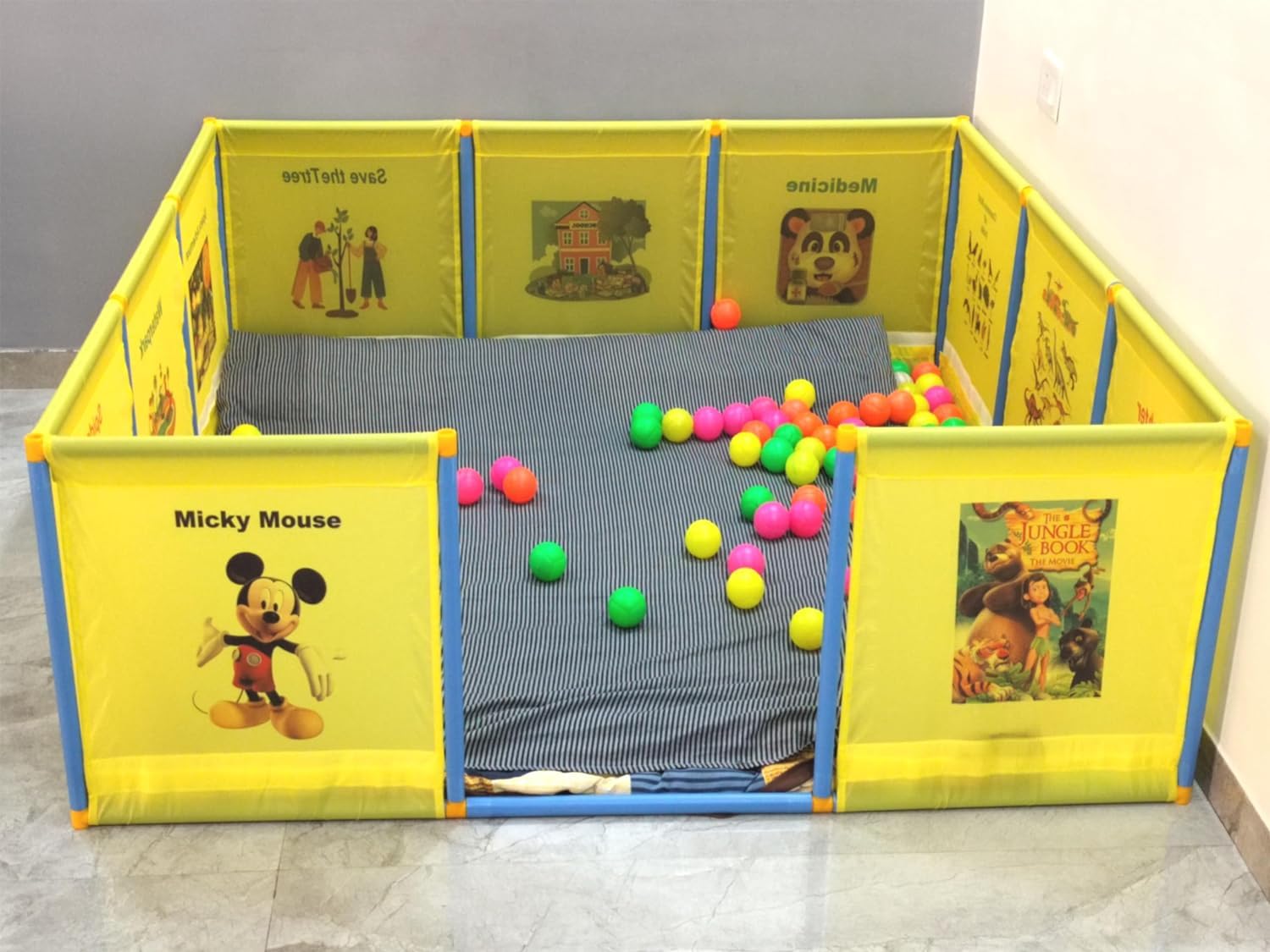 Paixao Baby Kids Playards Playpen Ball Pool Ball Pit for Babies 2 to 12 Years (Yellow, Large)