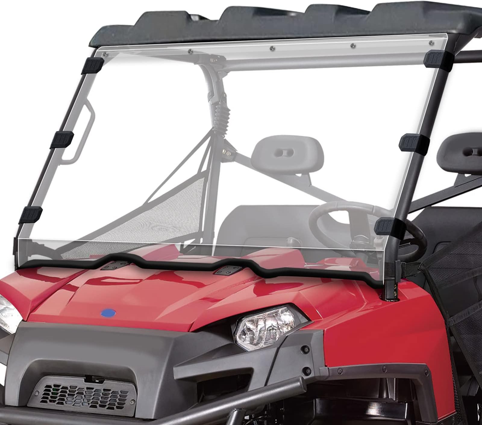 Scratch-Resistant Ranger 800 Windshield - StarknightMT UV-Proof Hard-Coated Full Windshield Compatible with Polaris 2010-2016 Ranger XP 800/Ranger XP 800 Crew/Ranger 800 6x6 (Used With Roof)