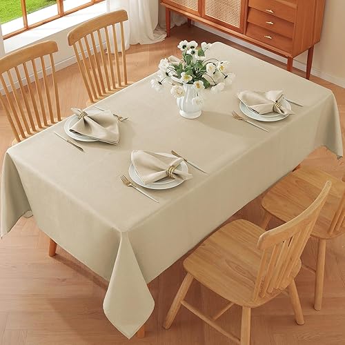 Miniatura 4 de SASTYBALE Mantel de lino de algodón pastoral, rectangular, lavable, vintage, con patrones florales azules, mantel de estilo rústico para primavera,