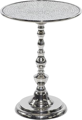 Miniatura 4 de Deco 79 Mesa auxiliar de metal de aluminio, mesa auxiliar de 16 x 16 x 20 pulgadas, color plateado