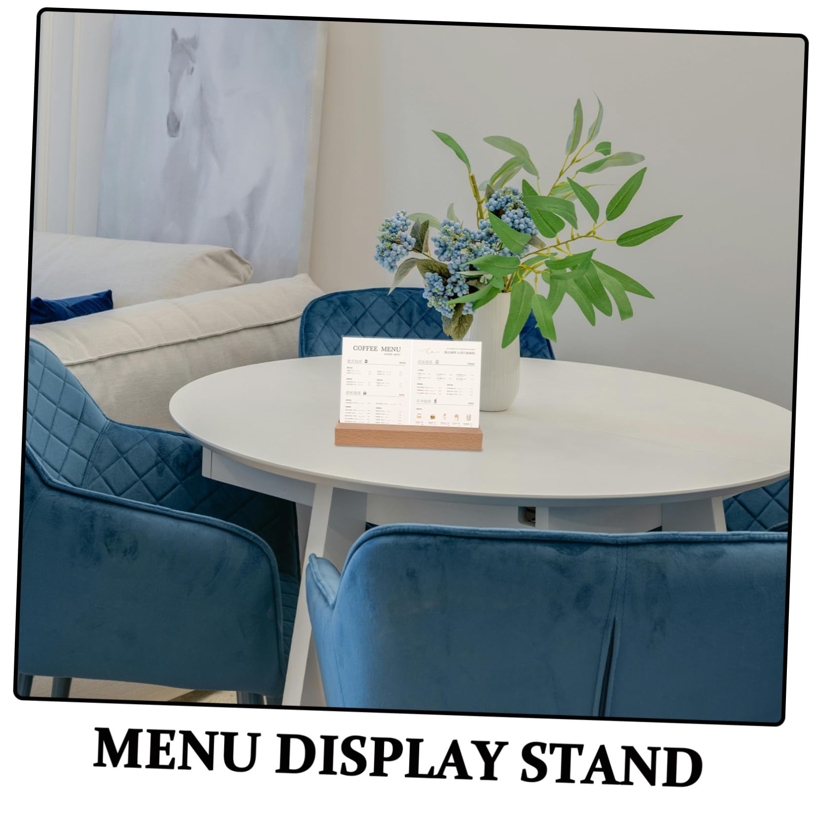 SHINEOFI 5pezzi Porta Biglietti da Visita in Acrilico Trasparente con Base in Legno Espositore per Menu Cartelli da Tavolo Supporto per Foto Display da Ufficio e Ristorante