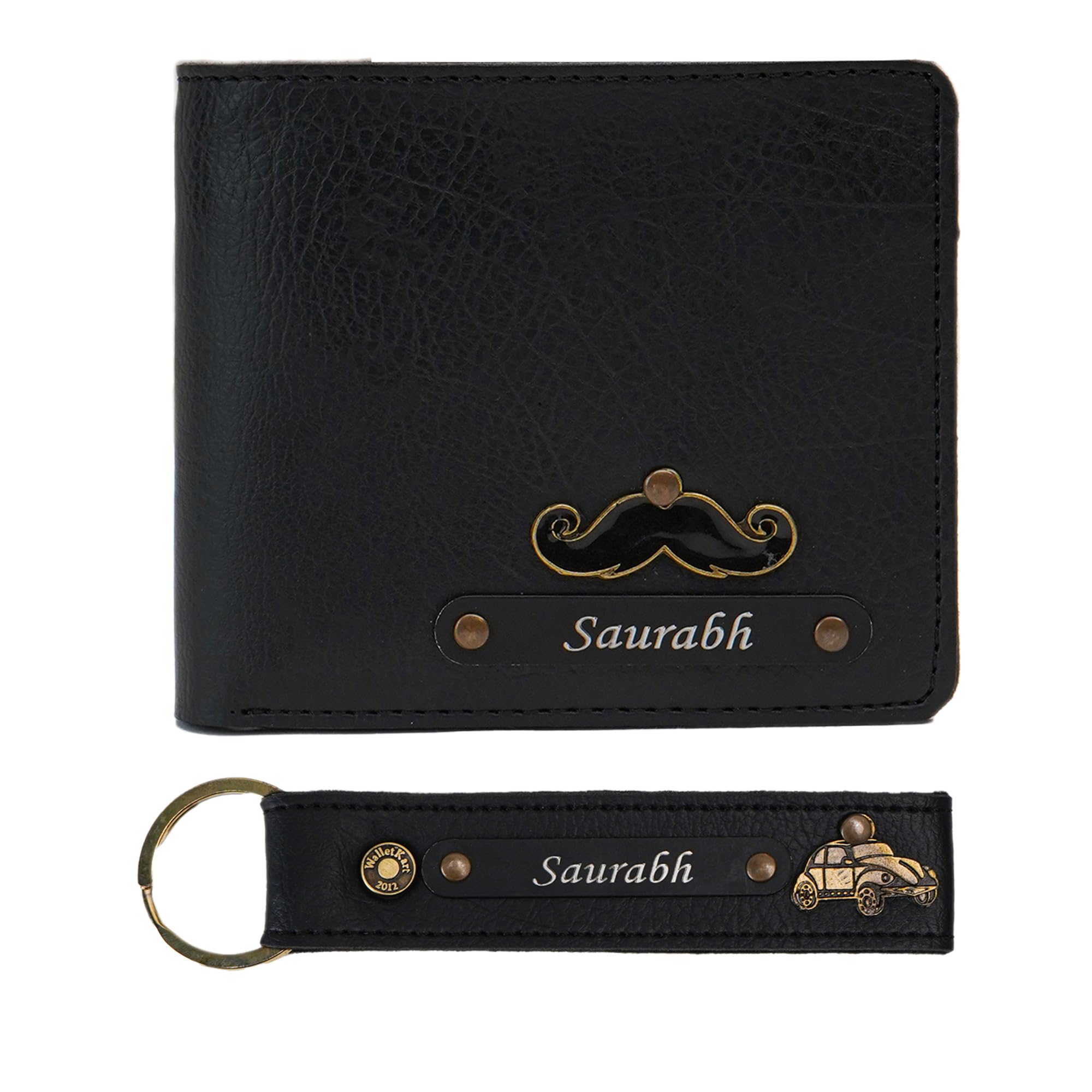 Personalized Leather Name Men's Wallet Keychain | Customized Gift Combo for Boyfriend Friend Husband Father & Son (Black)-image-15