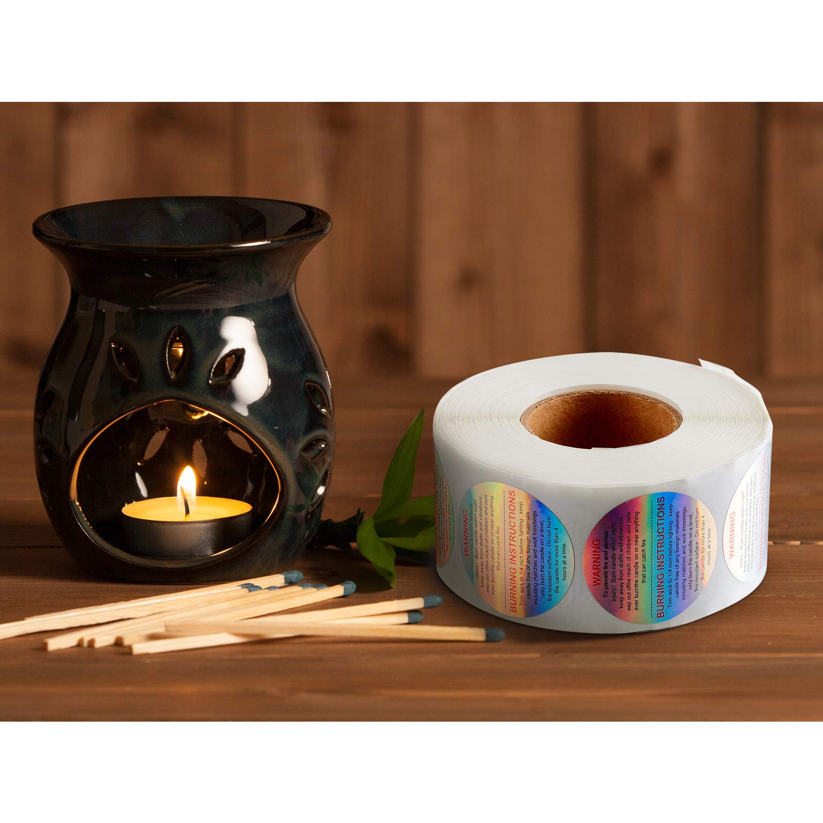 1000 Pieces Candle Warning Labels Holographic Candle Safety Labels
