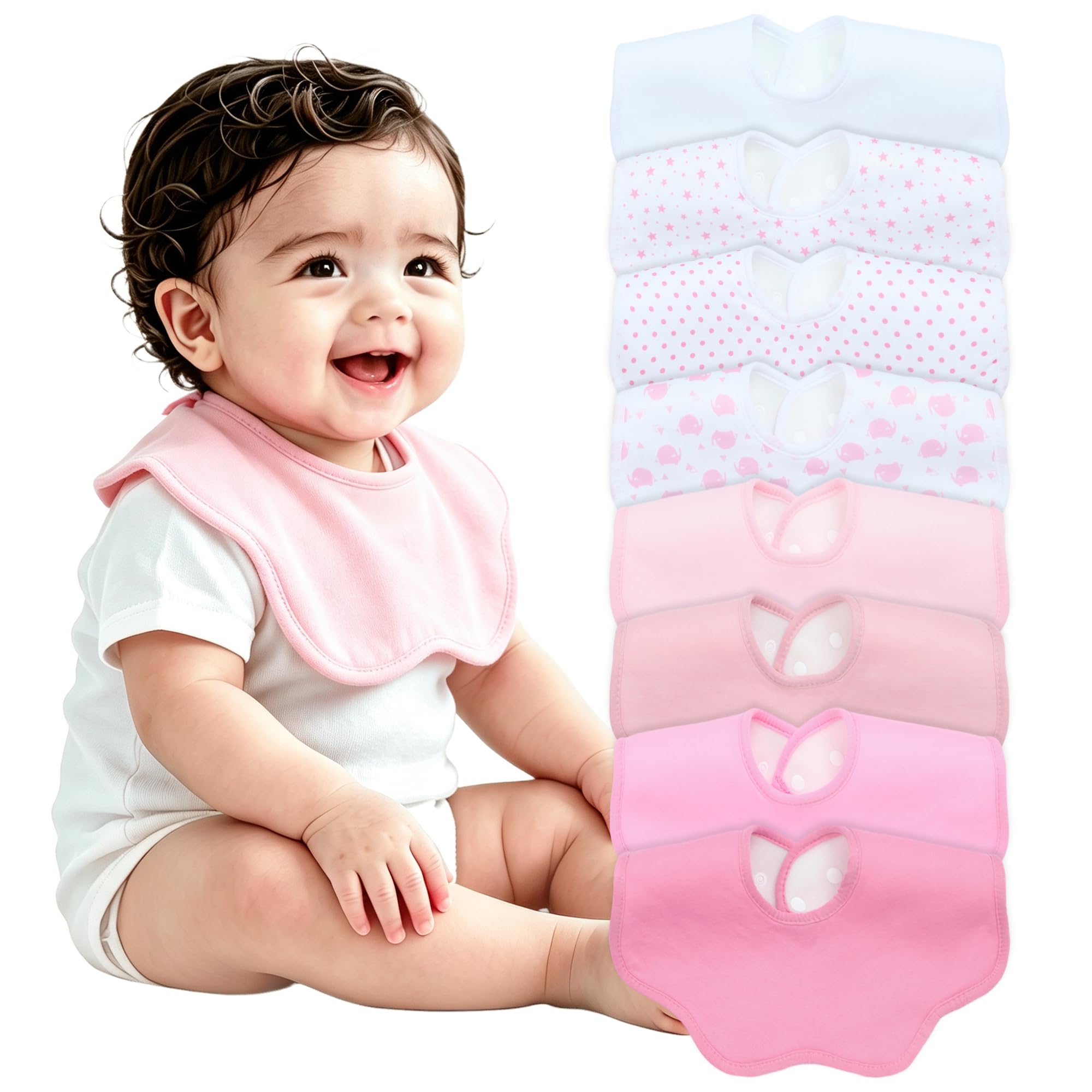 Benoxine Baby-Lätzchen für Jungen und Mädchen, weiche und saugfähige Baby-Bandana-Lätzchen mit verstellbaren Druckknöpfen für Säuglinge, Neugeborene,8er-Pack