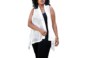 Anna-Kaci Women's Plus Size Clothing: Draped, Open Front, Crochet Bikini, Cover Up, Cardigan Vest
