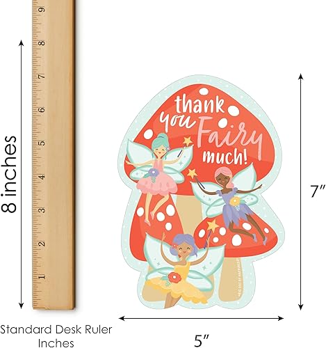 Miniatura 5 de Big Dot of Happiness Let's Be Fairies - Tarjetas de agradecimiento en forma de jardín de hadas, tarjetas de agradecimiento para fiesta de cumpleaños