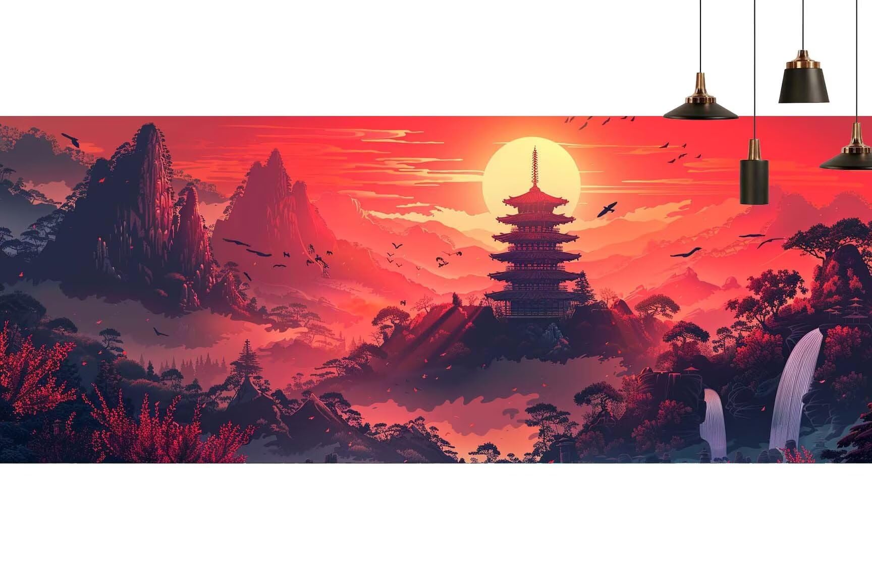 Japon Diamond Painting Paysage Diamond Painting Enfant Broderie Kit Complet, 5D Peinture Diamant Point de Croix Cristal Artisanat,DIY Tableau Strass Diamant Canevas Débutant Kit, Gifts 60x180cm M670