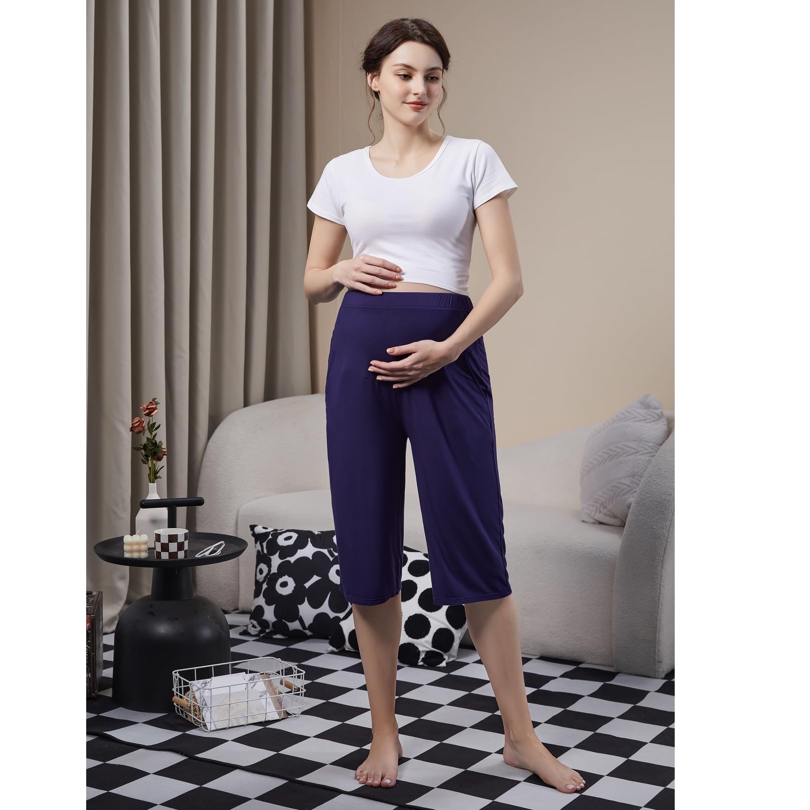 COLOMI Pantaloncini di maternità per Le Donne Modal Morbidi Joggers Pantaloni da Salotto Donne Pantaloncini Premaman Pigiama Pantaloni in Gravidanza