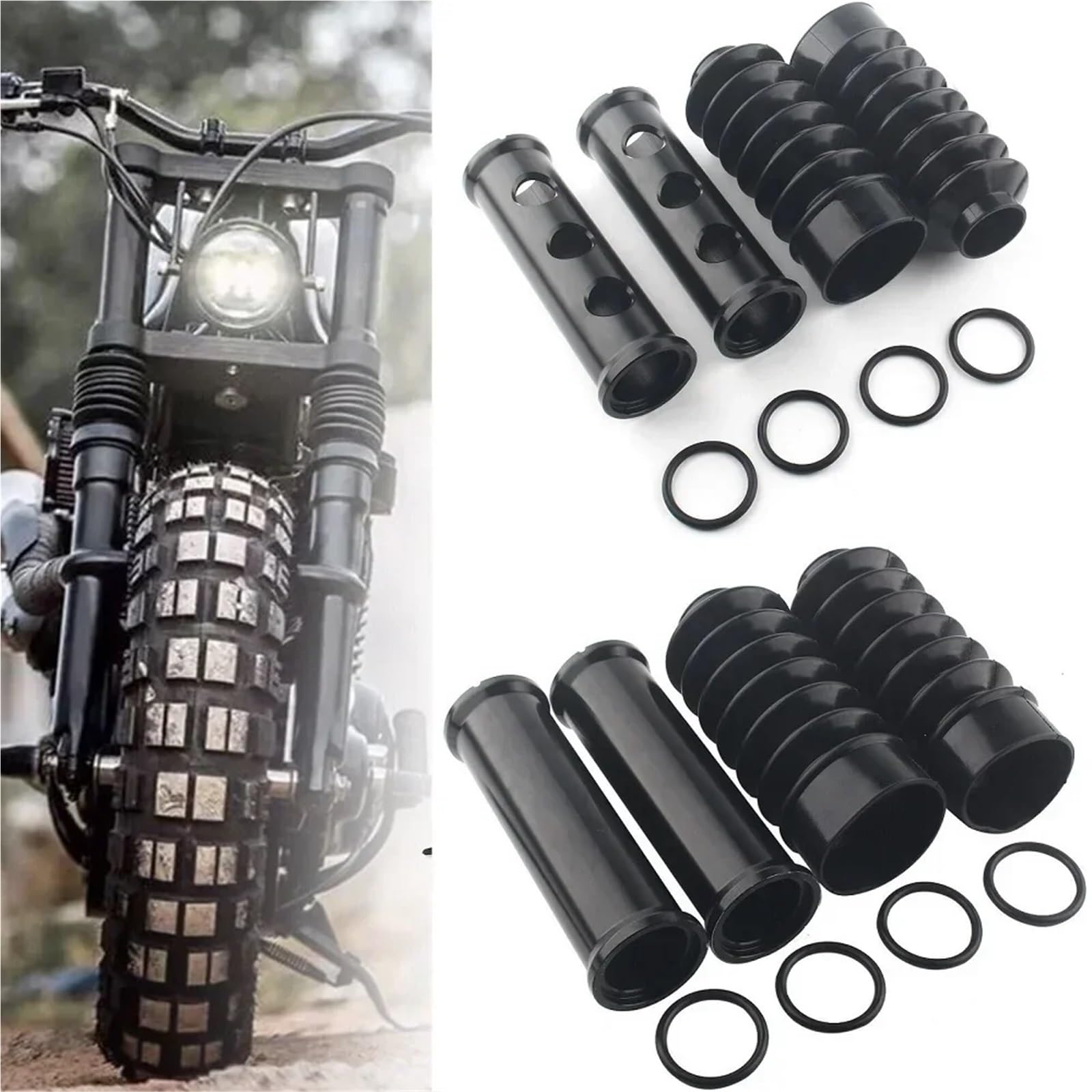 osłony amortyzatorów 39mm Motocykl Przednia Górna Osłona Widelca Dolne Osłony Buty Amortyzator Pył Pasuje Do Harley Sportster XL883 1200 Dyna Osłony widelca motocyklowego(3Holes Tube)