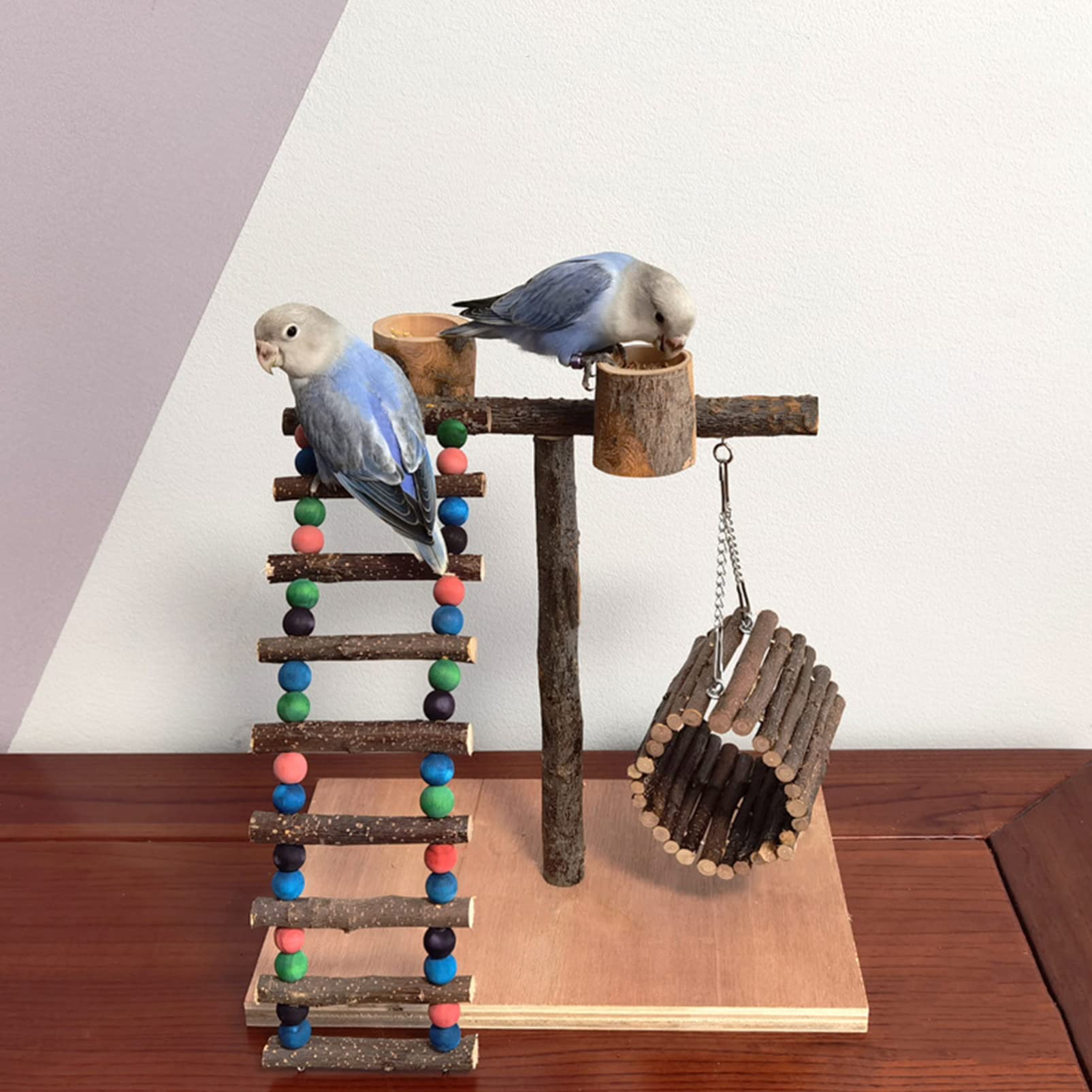 Housoutil de Loros Percha para Loros Soporte Interactivo para Entrenamiento de Aves y Periquitos Zona para Pájaros Jaula de Mesa