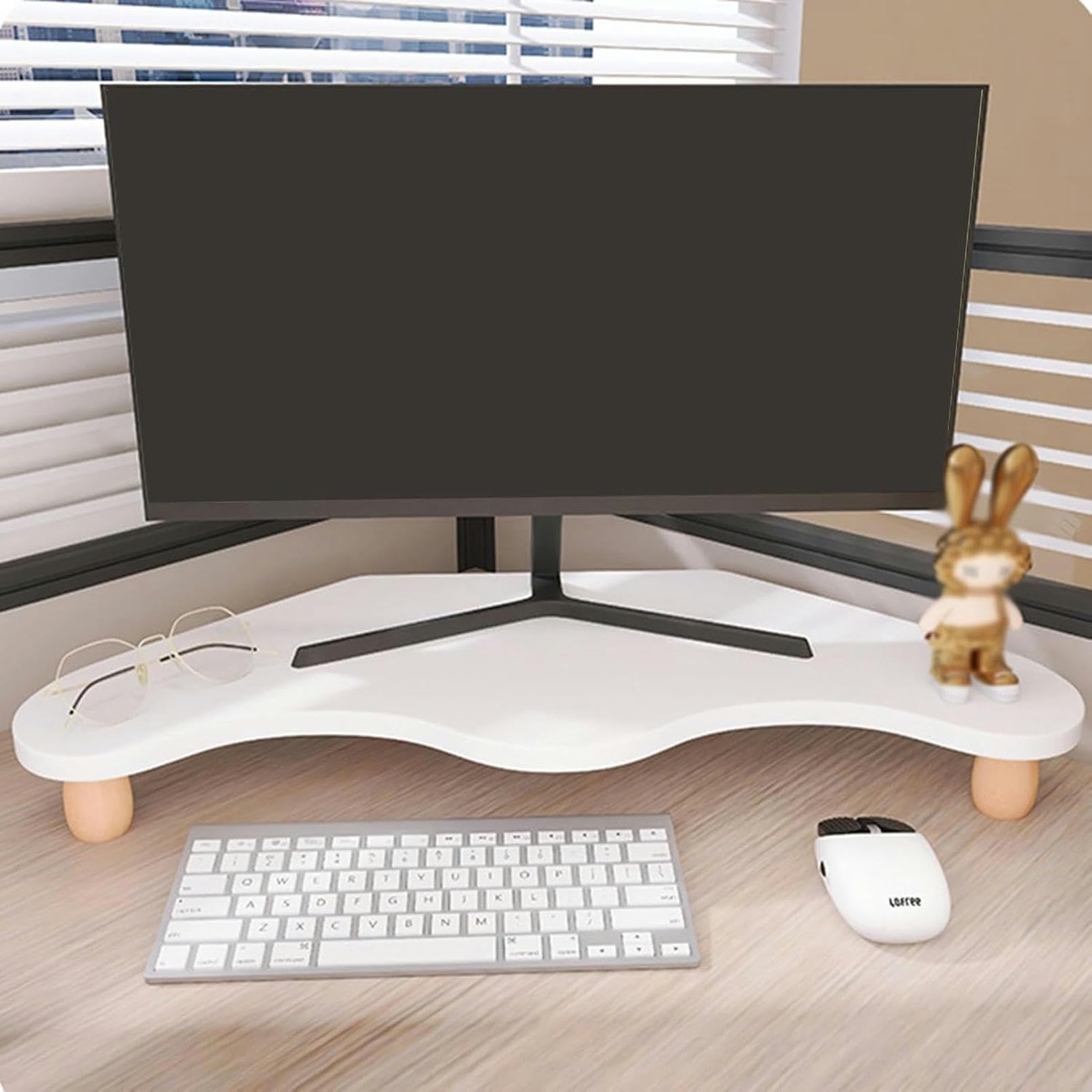 Support de moniteur d'angle triangulaire et étagère d'organisation pour écran