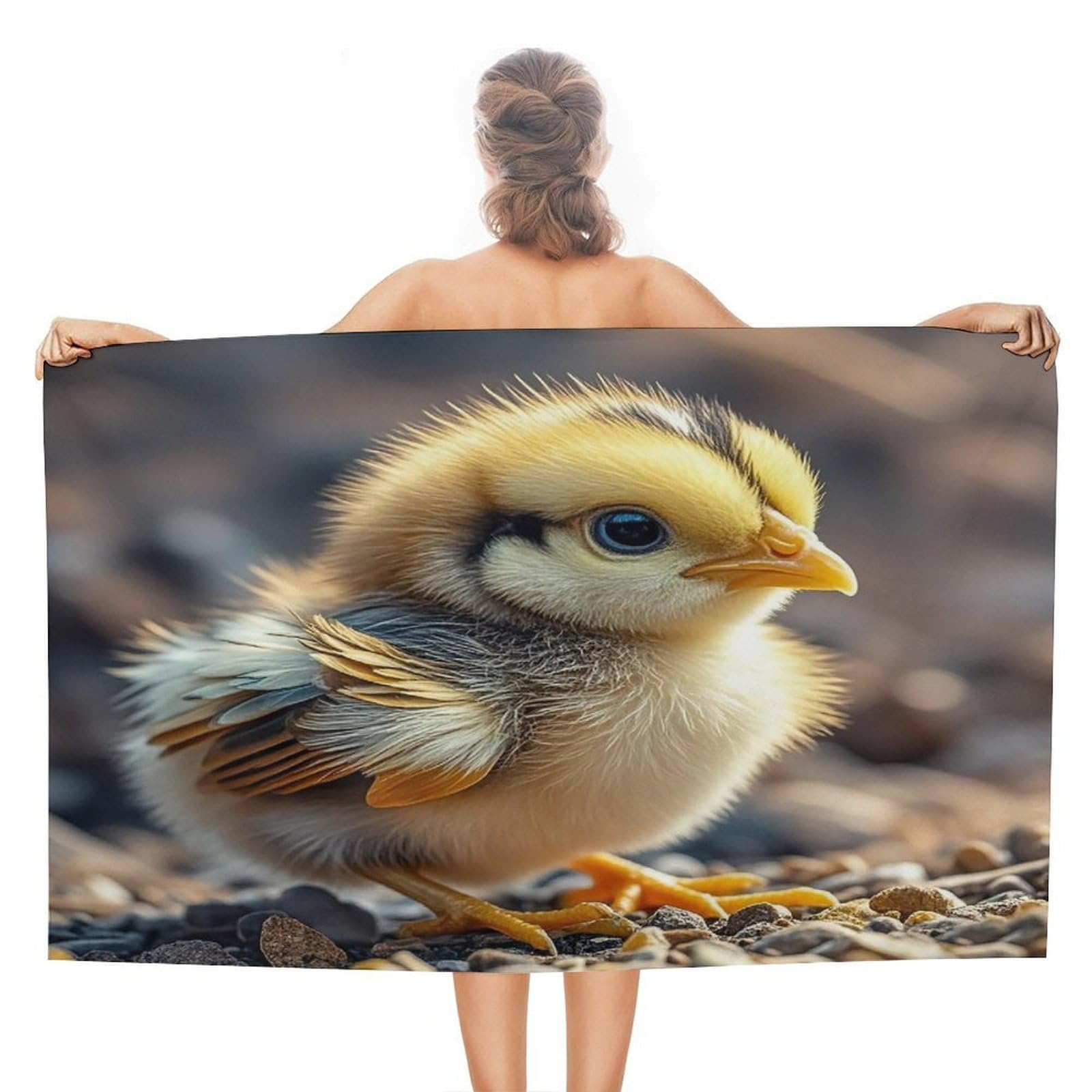 VstaDank Chicken Chick Bath Towel Stylish Double-Faced Pile Travel Towel Soft Absorbent Beach Towel for Pool Swim Sports Camping Adults Gift 51X31 Inch
