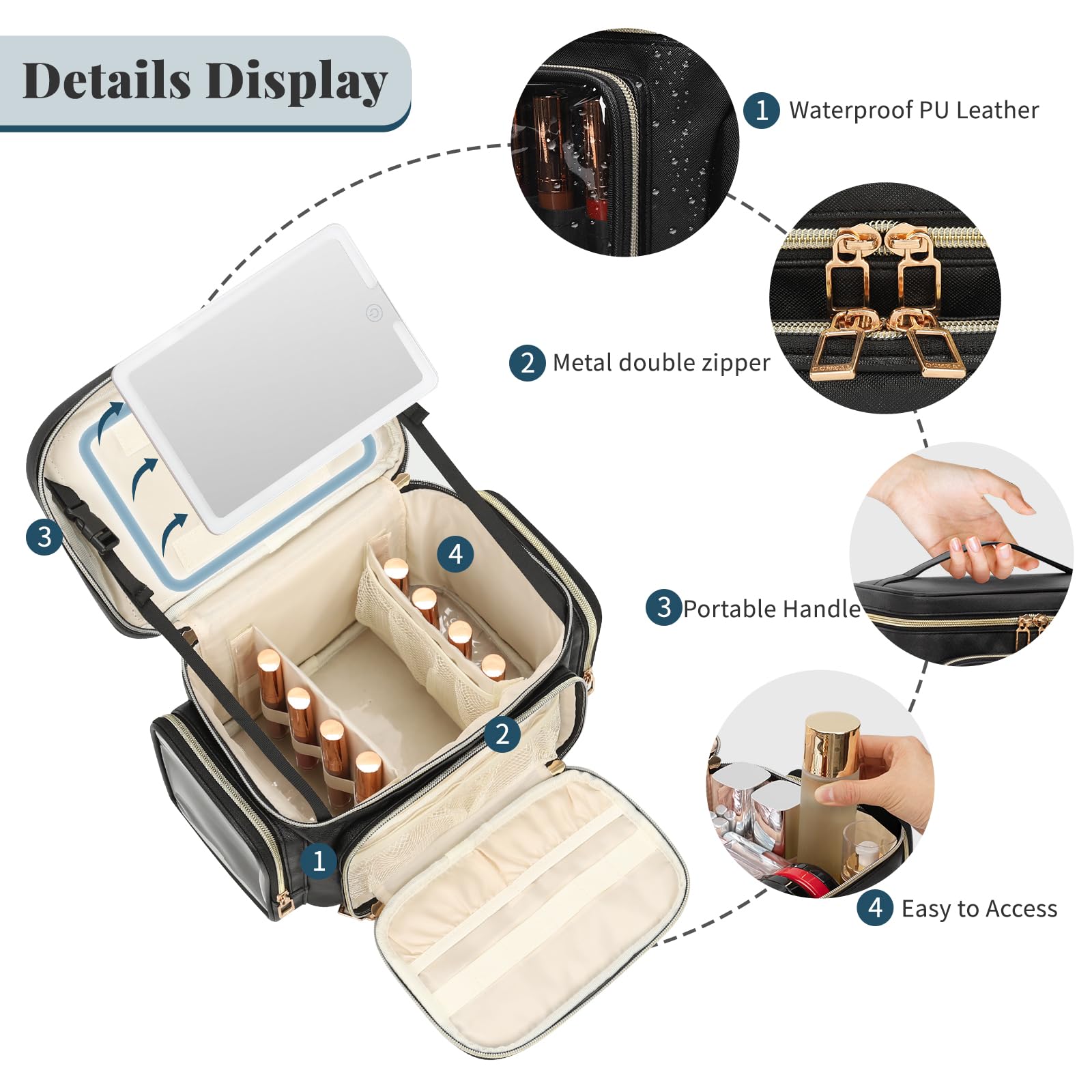Grande Trousse de Maquillage, Trousse de Maquillage Portable de Voyage