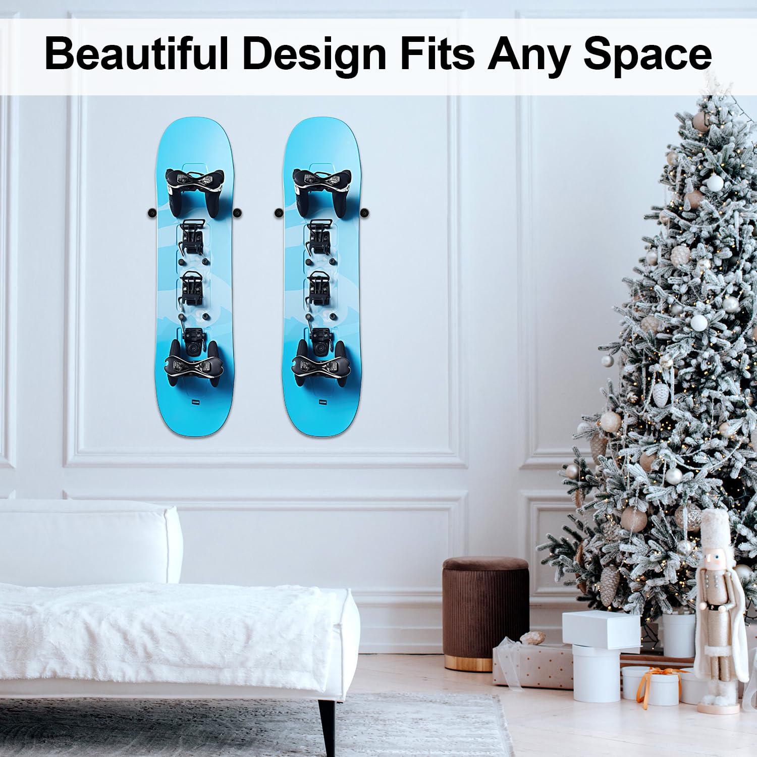 lasuroa 8pz Porta Sci Verticale, Supporto da Parete per Sci con Viti Tasselli di Espansione Porta Snowboard Verticale per Riporre e Mostrare in Modo Sicuro i Tuoi Sci Snowboard(Nero)