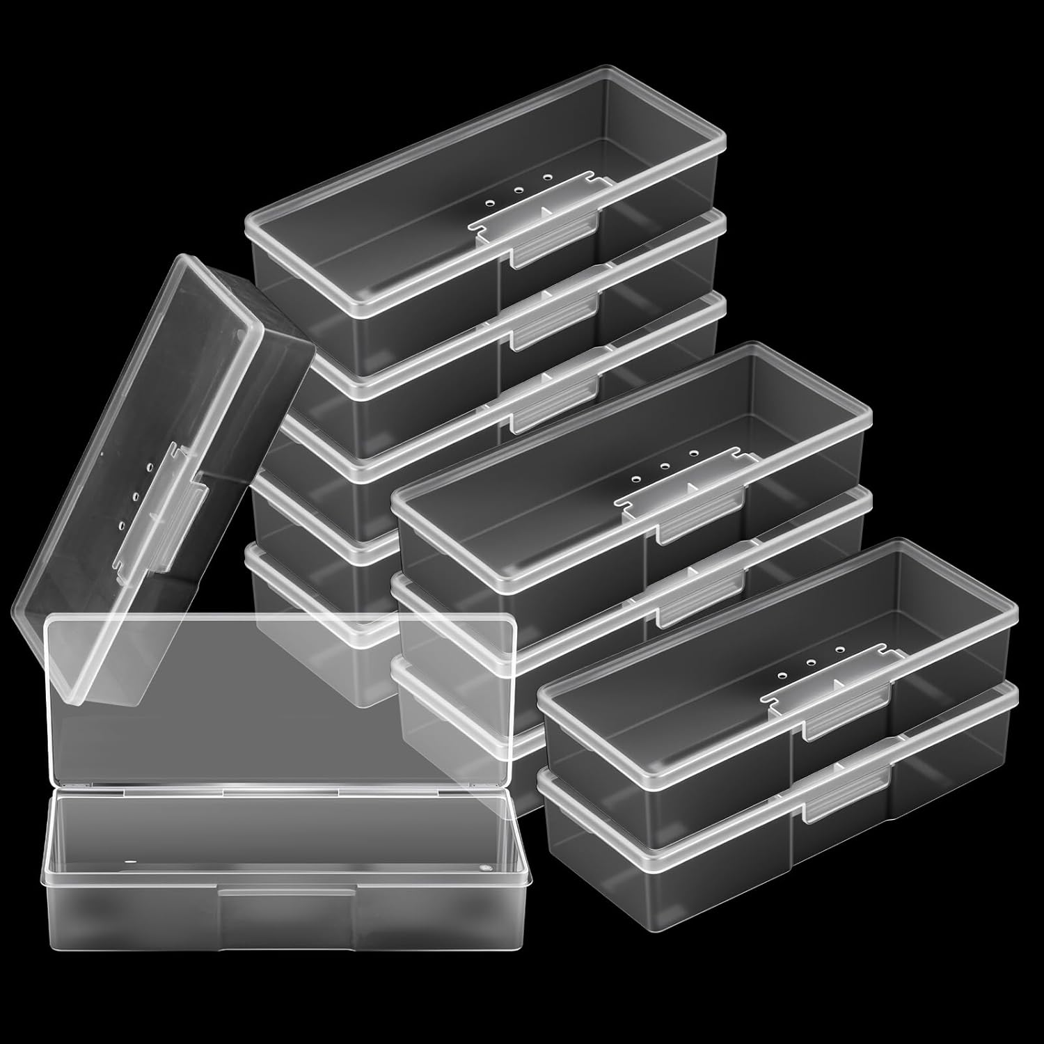 12Pcs Clear Manicure Tool Box, Personal Nail Box Storage Case for Organizing, Plastic Nail Tool Box for Manicure Pedicure Kit - Image 3